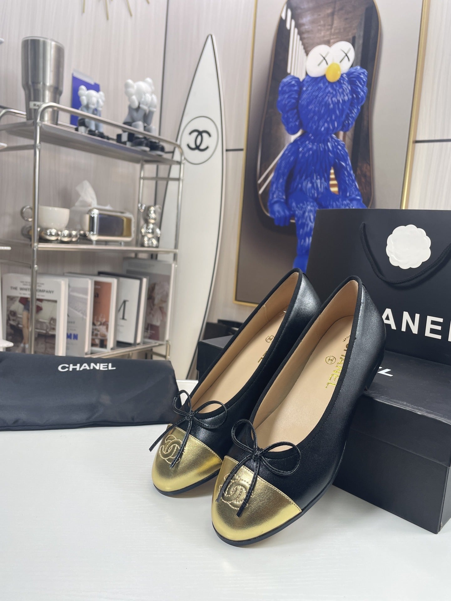Chanel Lambskin Leather Bow Ballet Flats