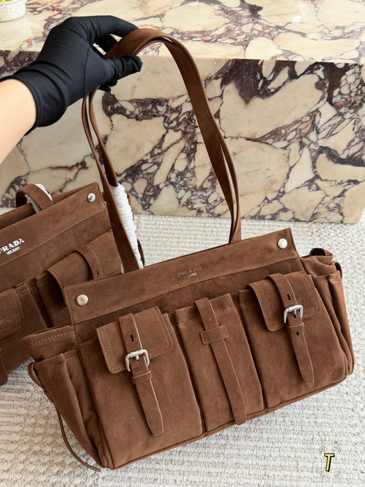 Prada Leather Logo Tote Bag