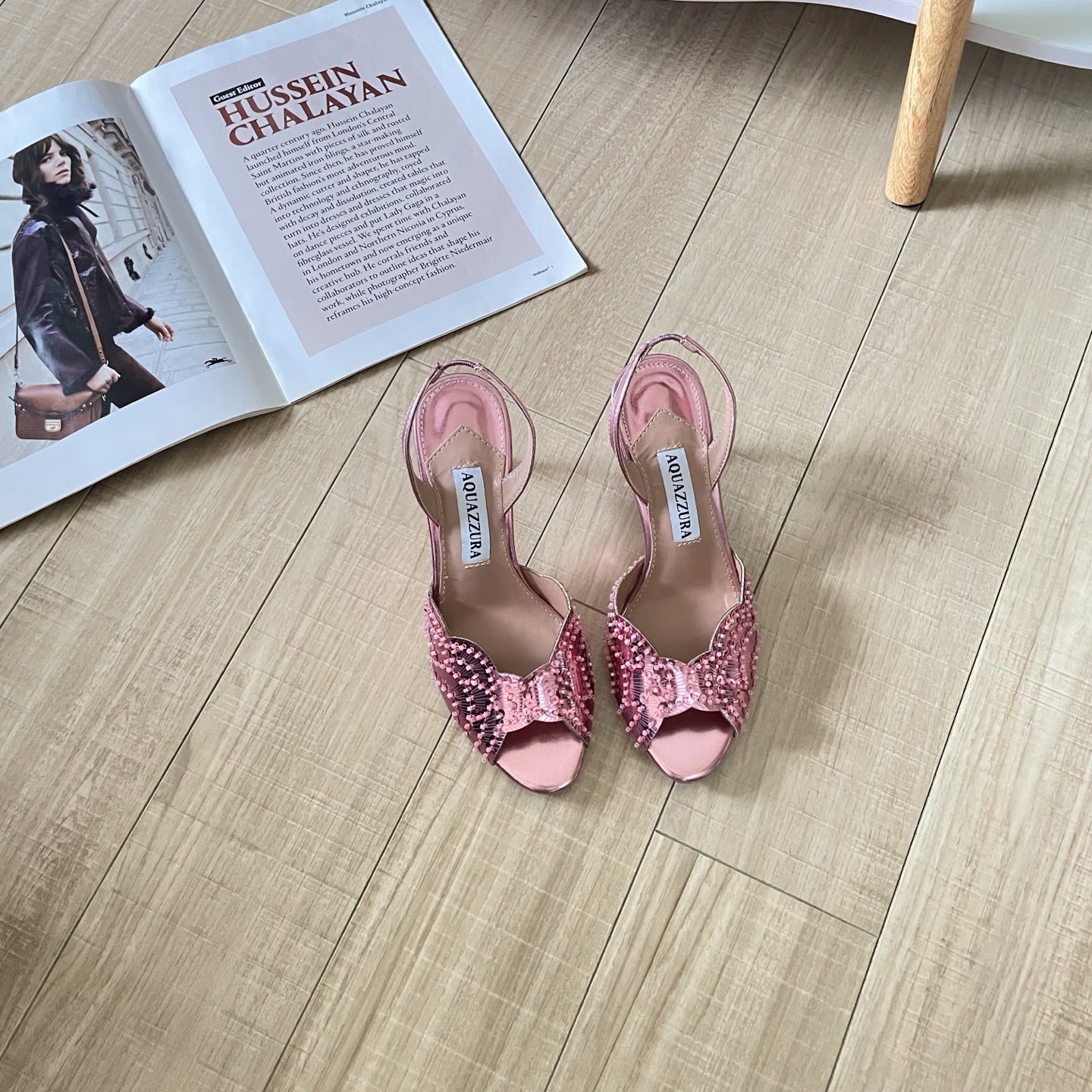 Aquazzura Lambskin Leather Crystal Sandals