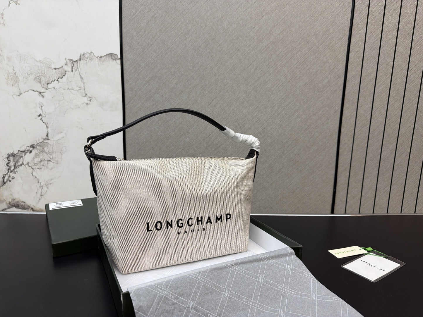 Longchamp Cotton & Canvas Logo Crossbody Bag