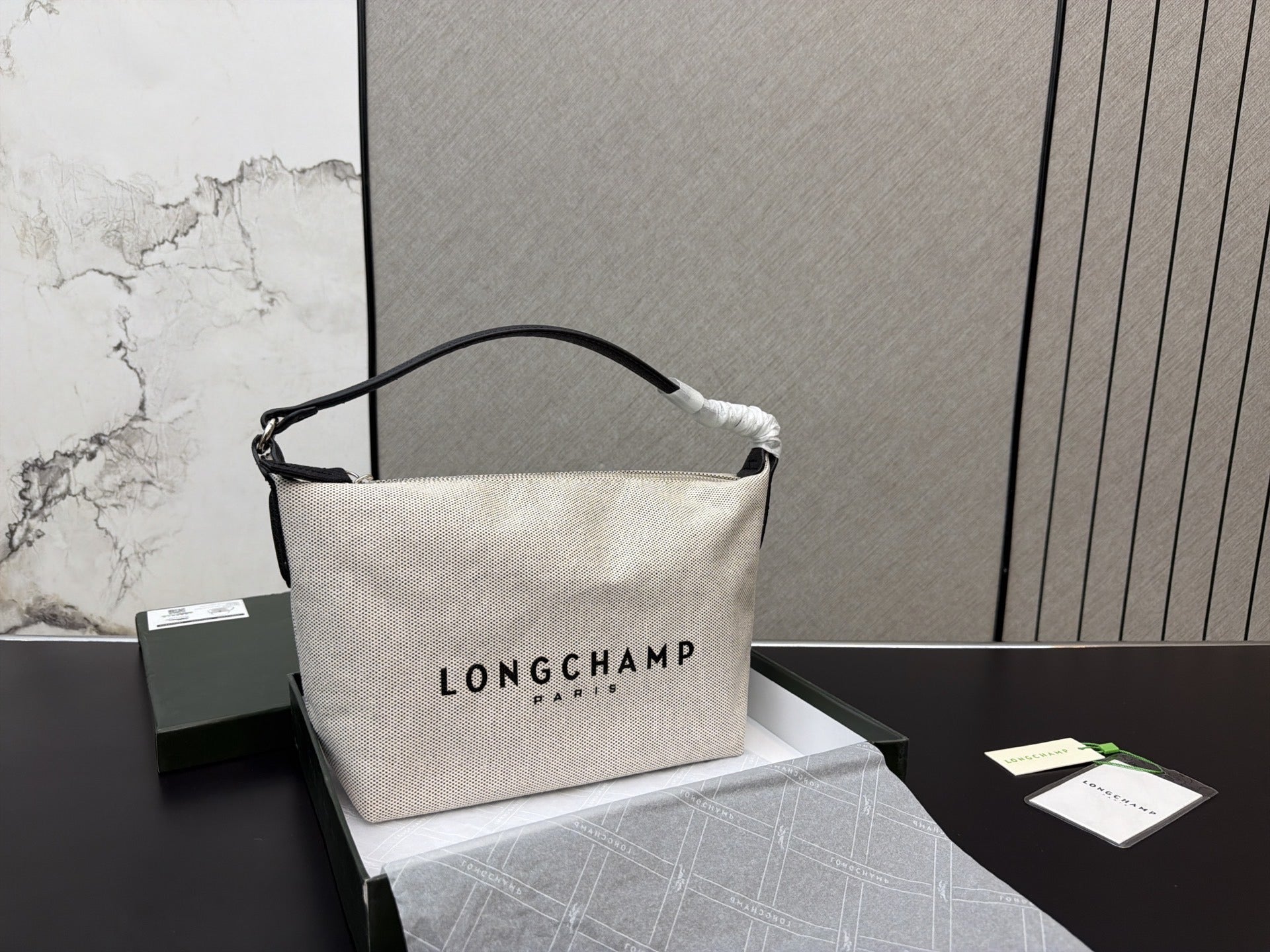 Longchamp Cotton & Canvas Logo Crossbody Bag