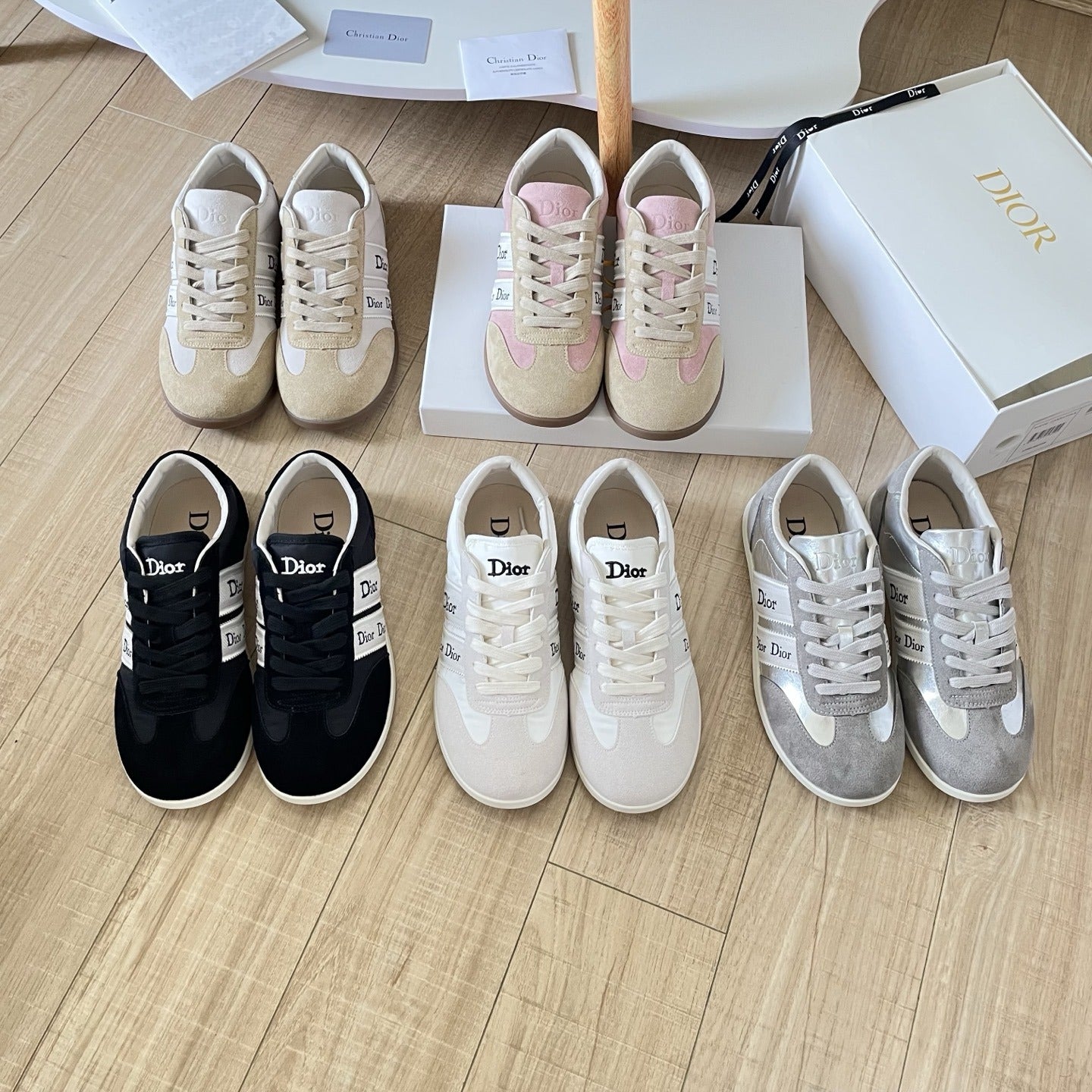 Dior Leather Vintage-Finish Sneakers