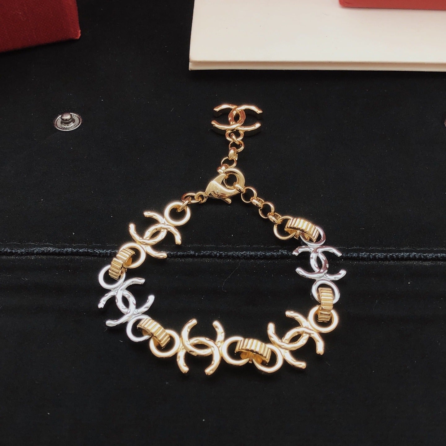 Chanel Brass Colorblock Necklace