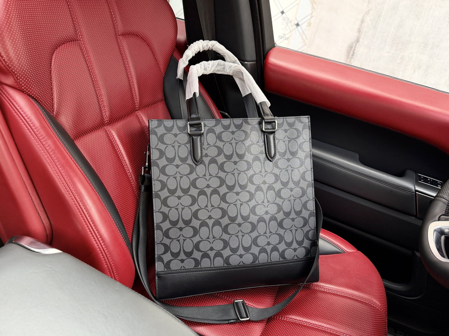 Coach Black Canvas & Leather Logo Briefcase
