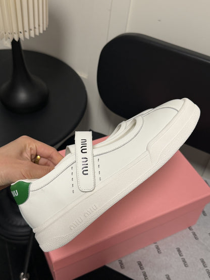 Miu Miu White Leather Logo Sneakers