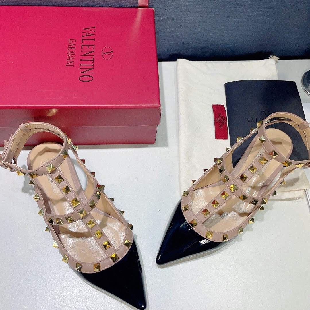 Valentino Lambskin Leather Pointed Toe Sandals