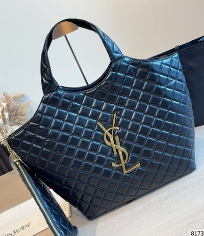 Saint Laurent Black Lambskin Leather Zip Shoulder Bag