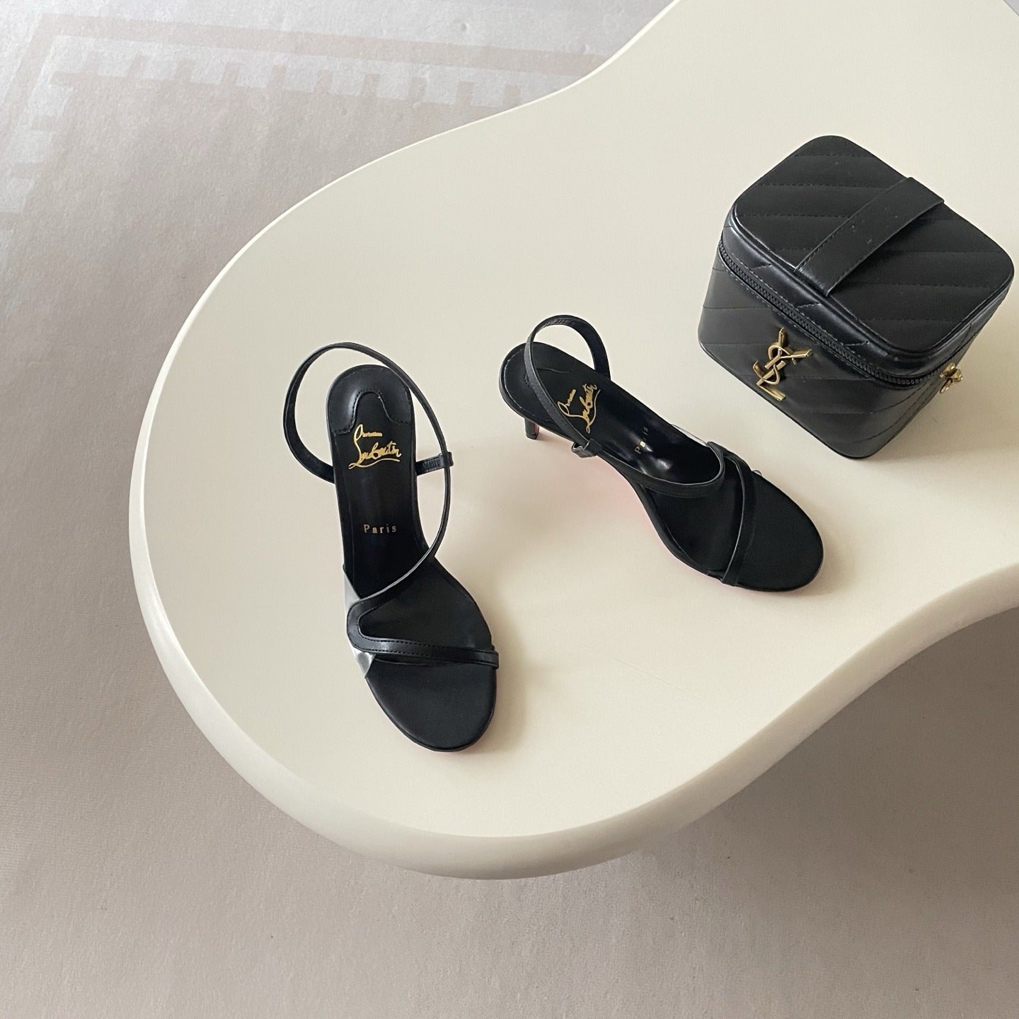 Christian Louboutin Patent Leather & Lambskin Leather Sandals