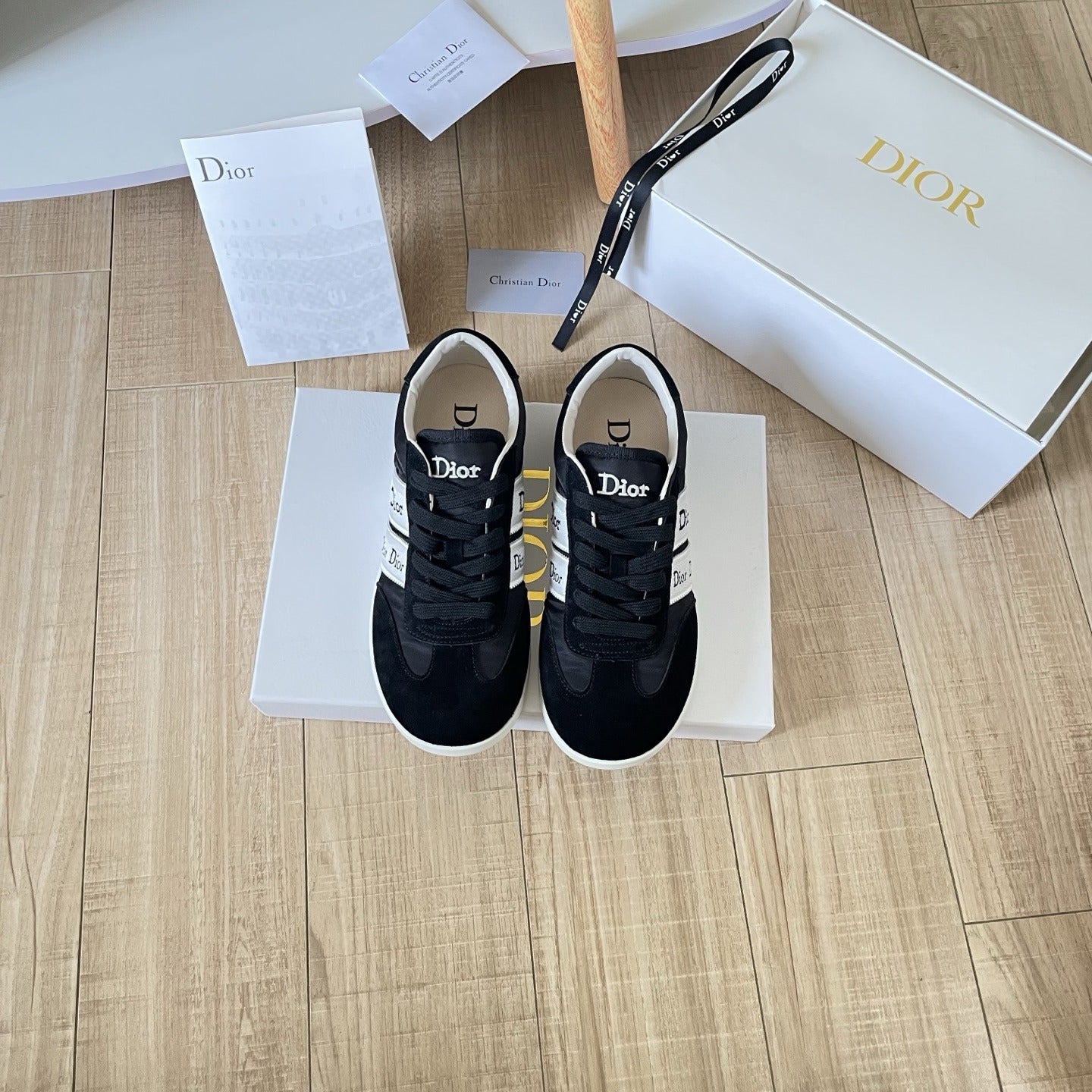 Dior Leather Vintage-Finish Sneakers