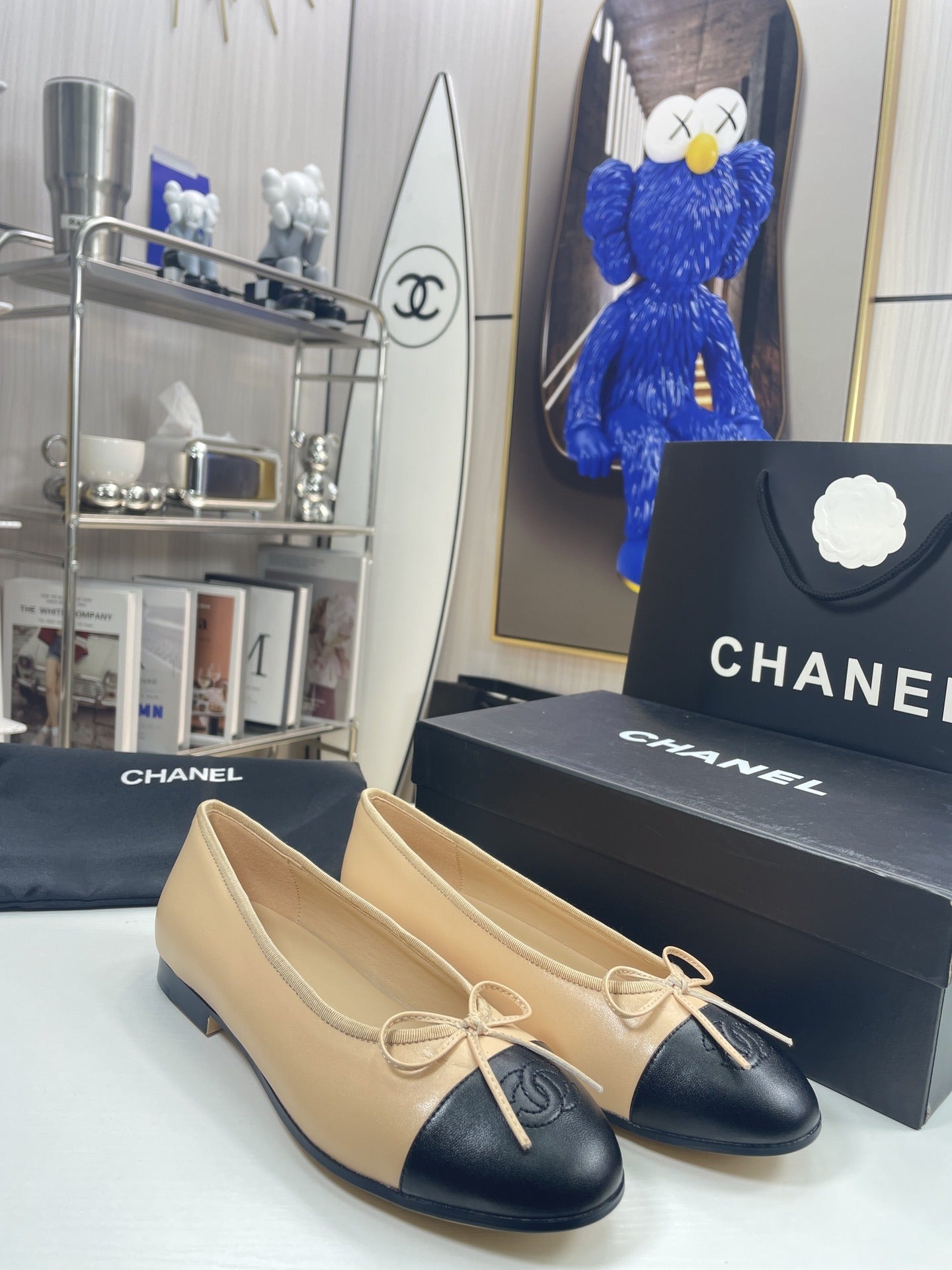 Chanel Lambskin Leather Bow Ballet Flats