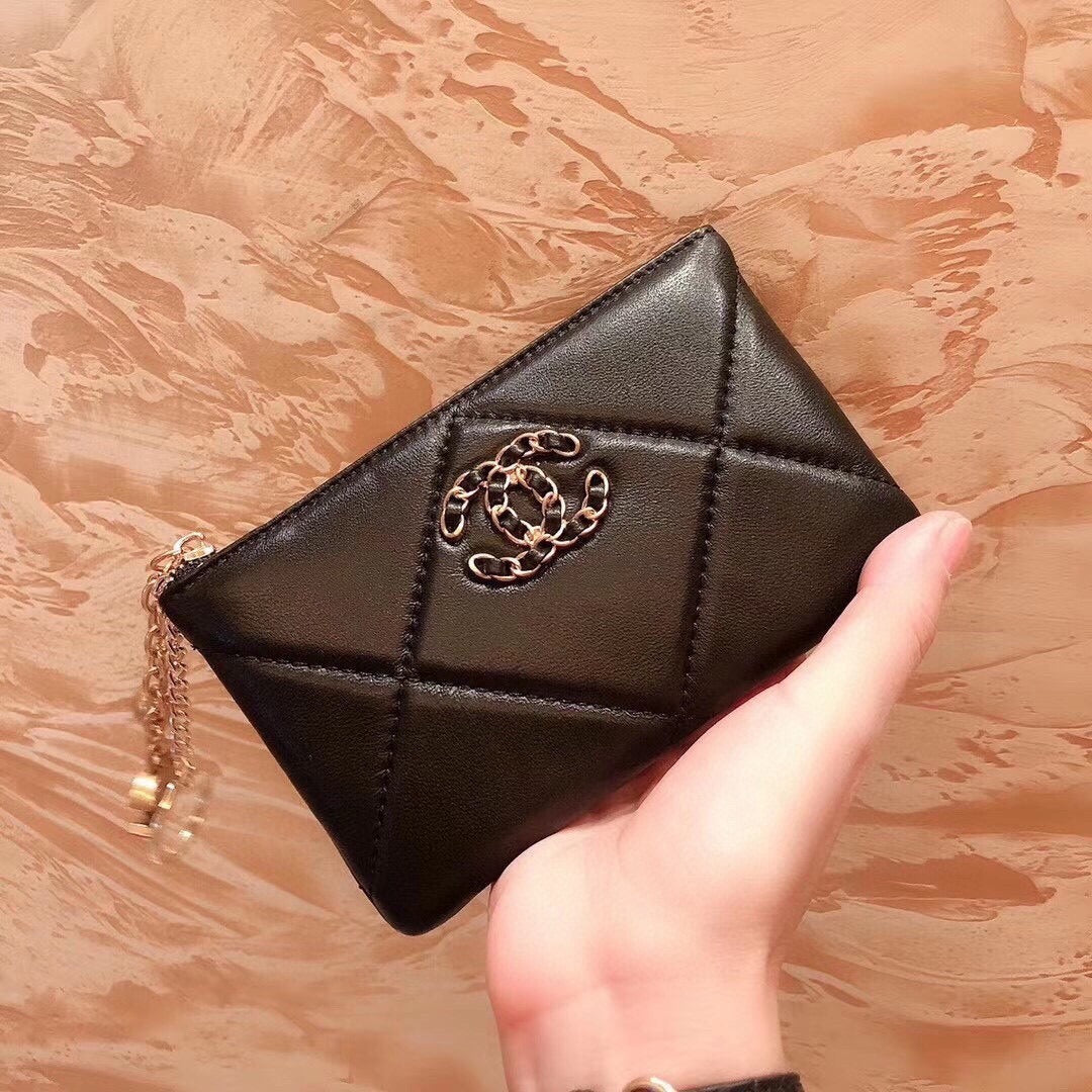 Chanel Black Lambskin Leather Wallet