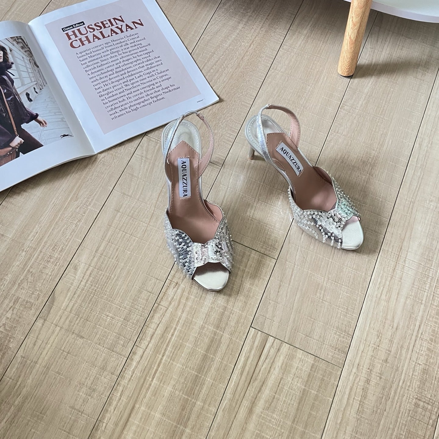 Aquazzura Lambskin Leather Crystal Sandals