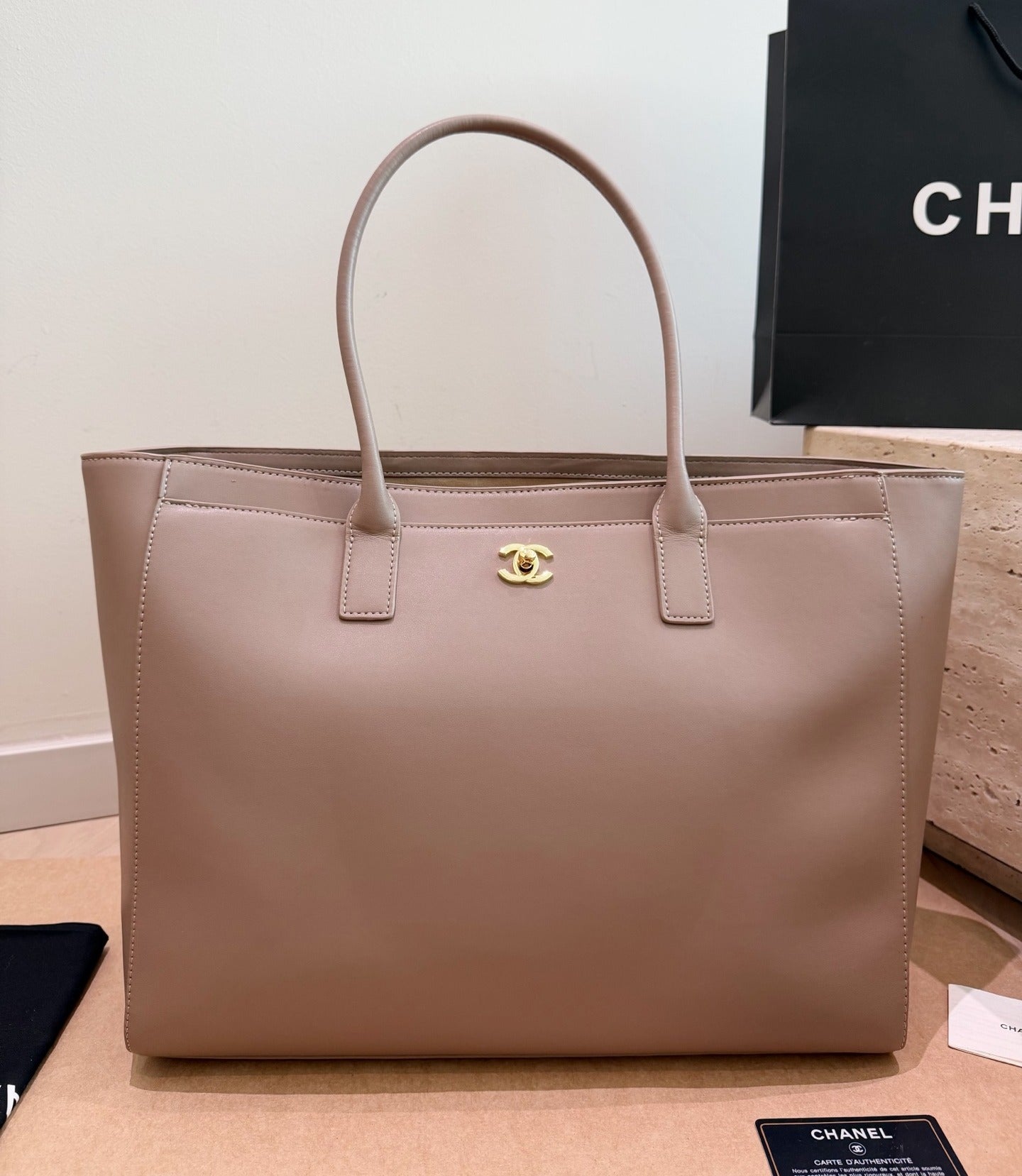 Chanel Black Vintage-Finish Tote Bag