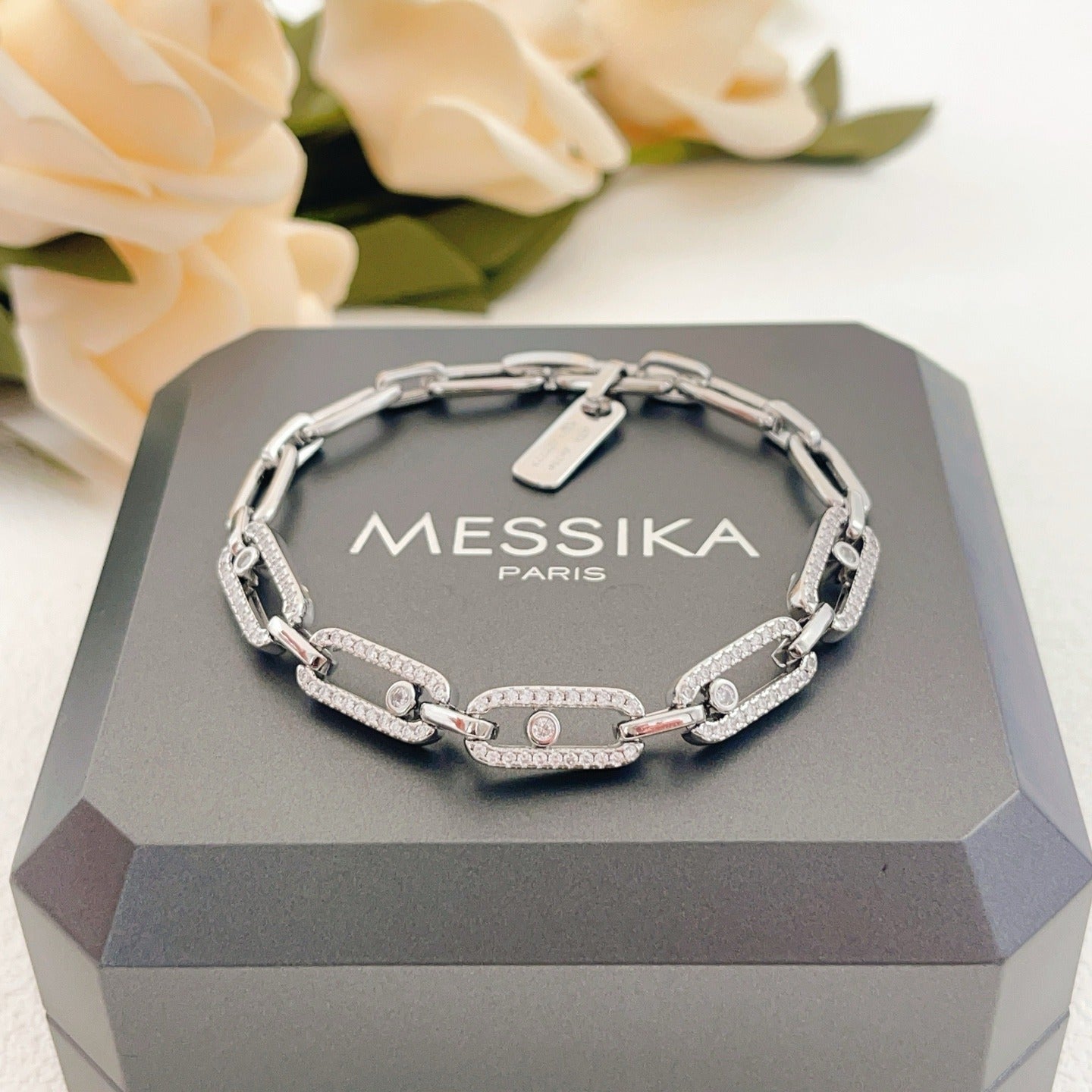 Messika Silver Brass Pave Bracelet