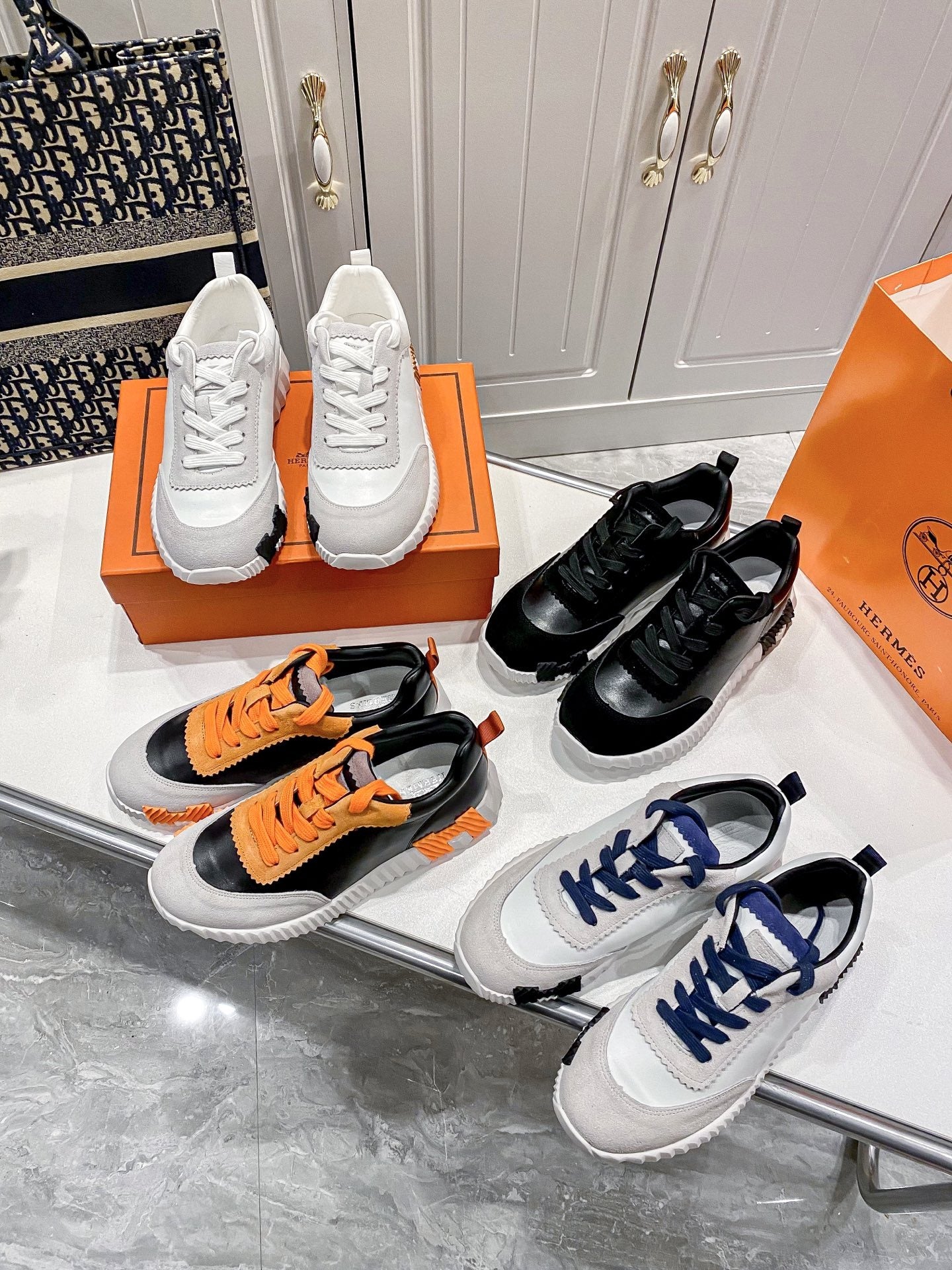 Hermes Lambskin Leather Sneakers