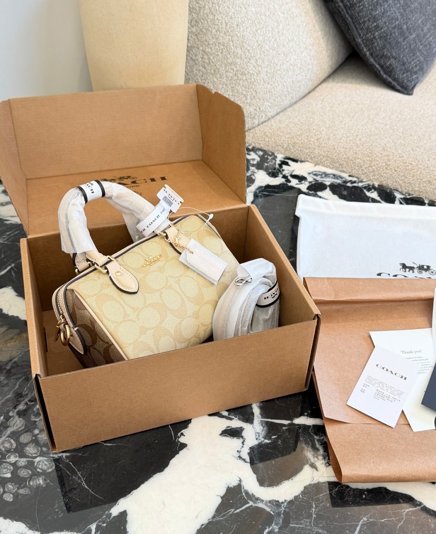 Coach White Canvas & Leather Logo Mules