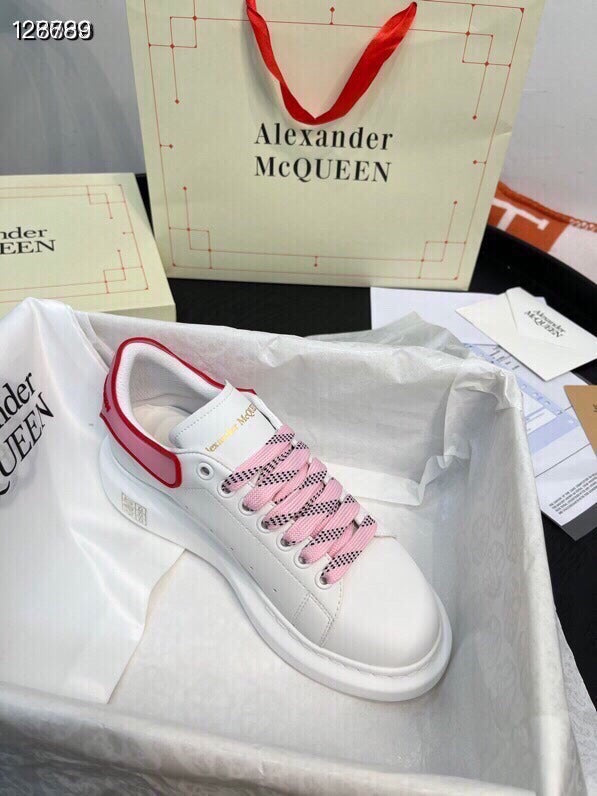 Alexander McQueen Women White Lambskin Leather Logo Sneakers
