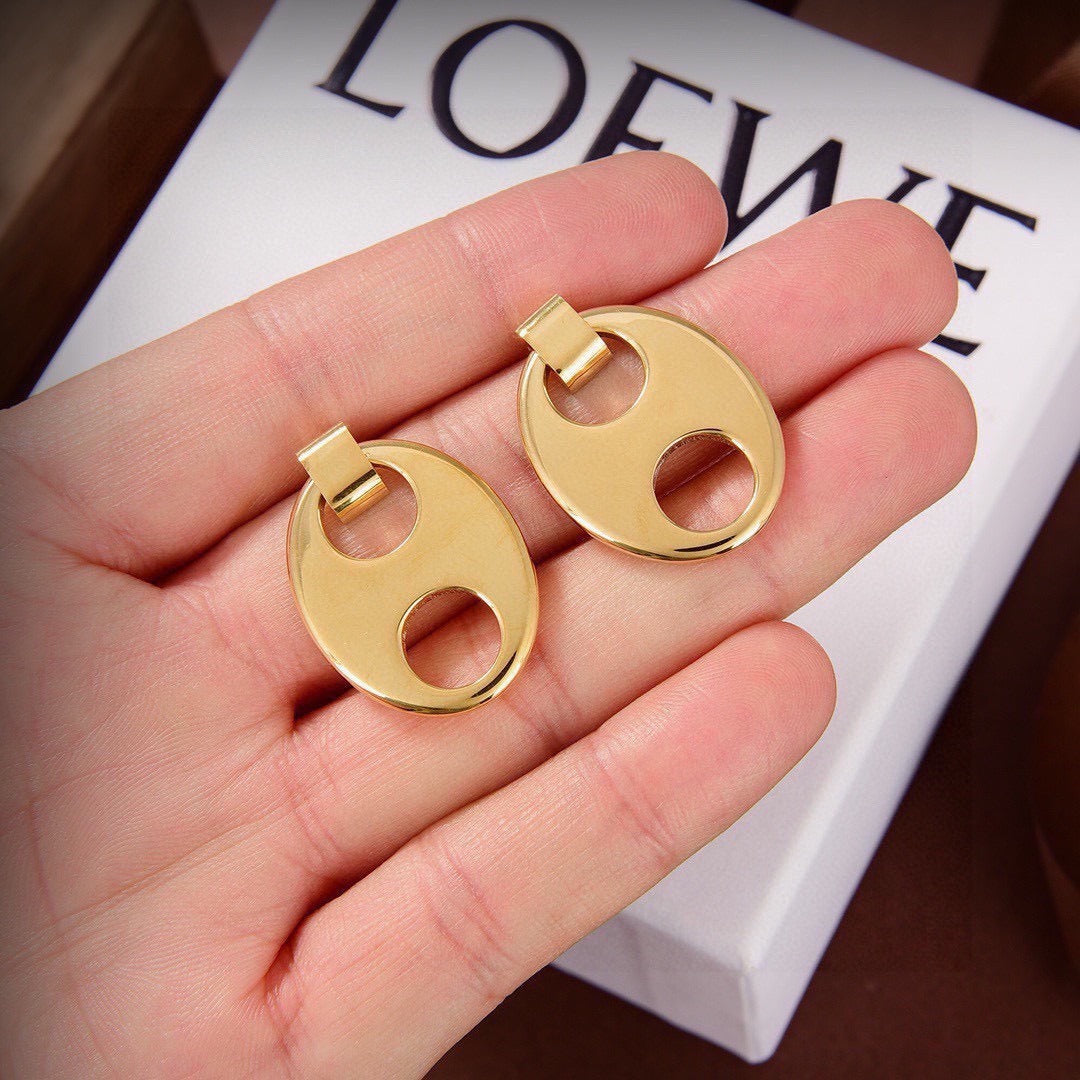 Loewe Brass Logo Earrings
