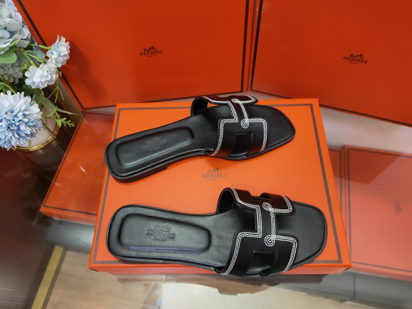 Hermes Leather Slides