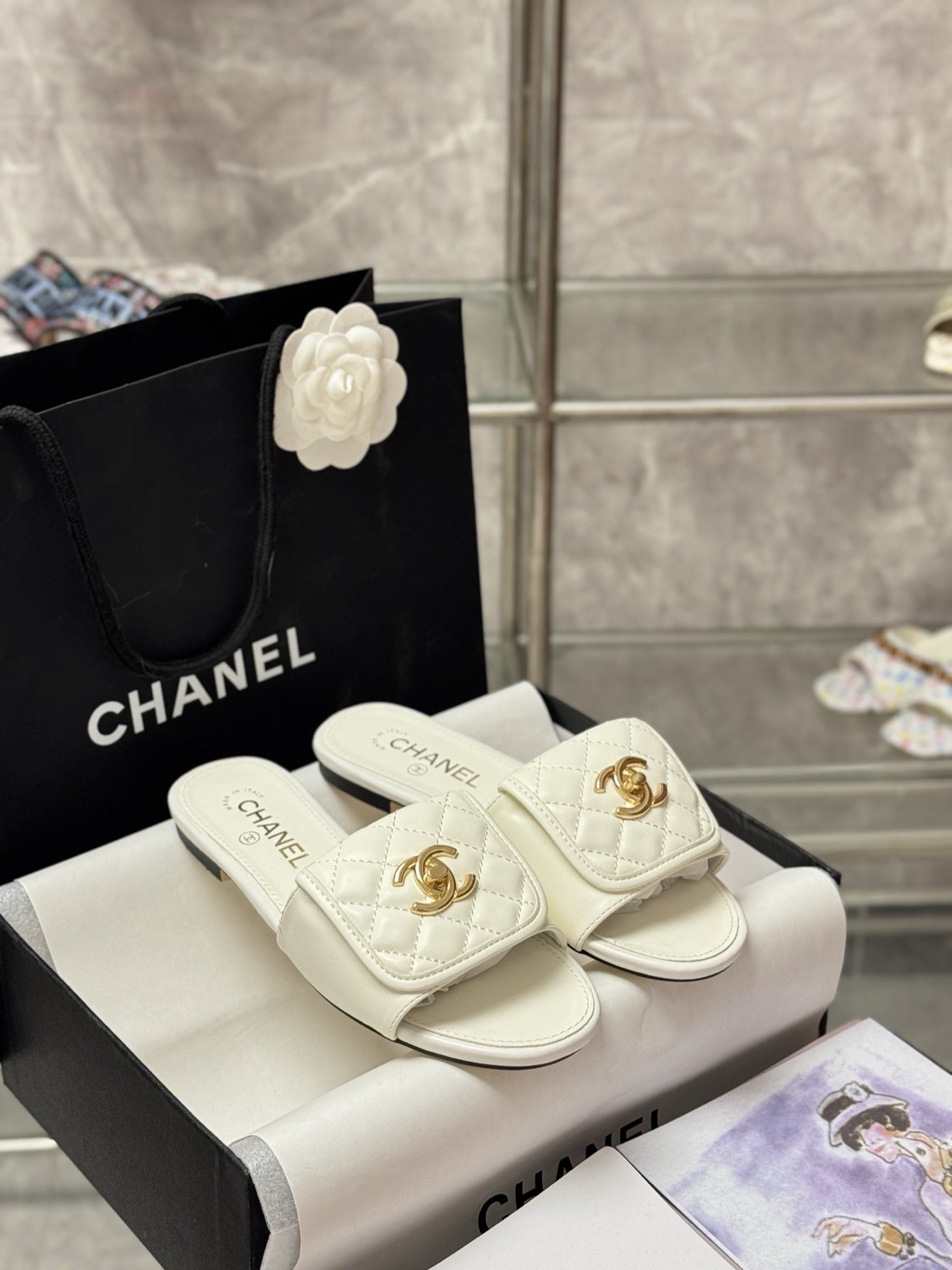 Chanel Lambskin Leather Slides