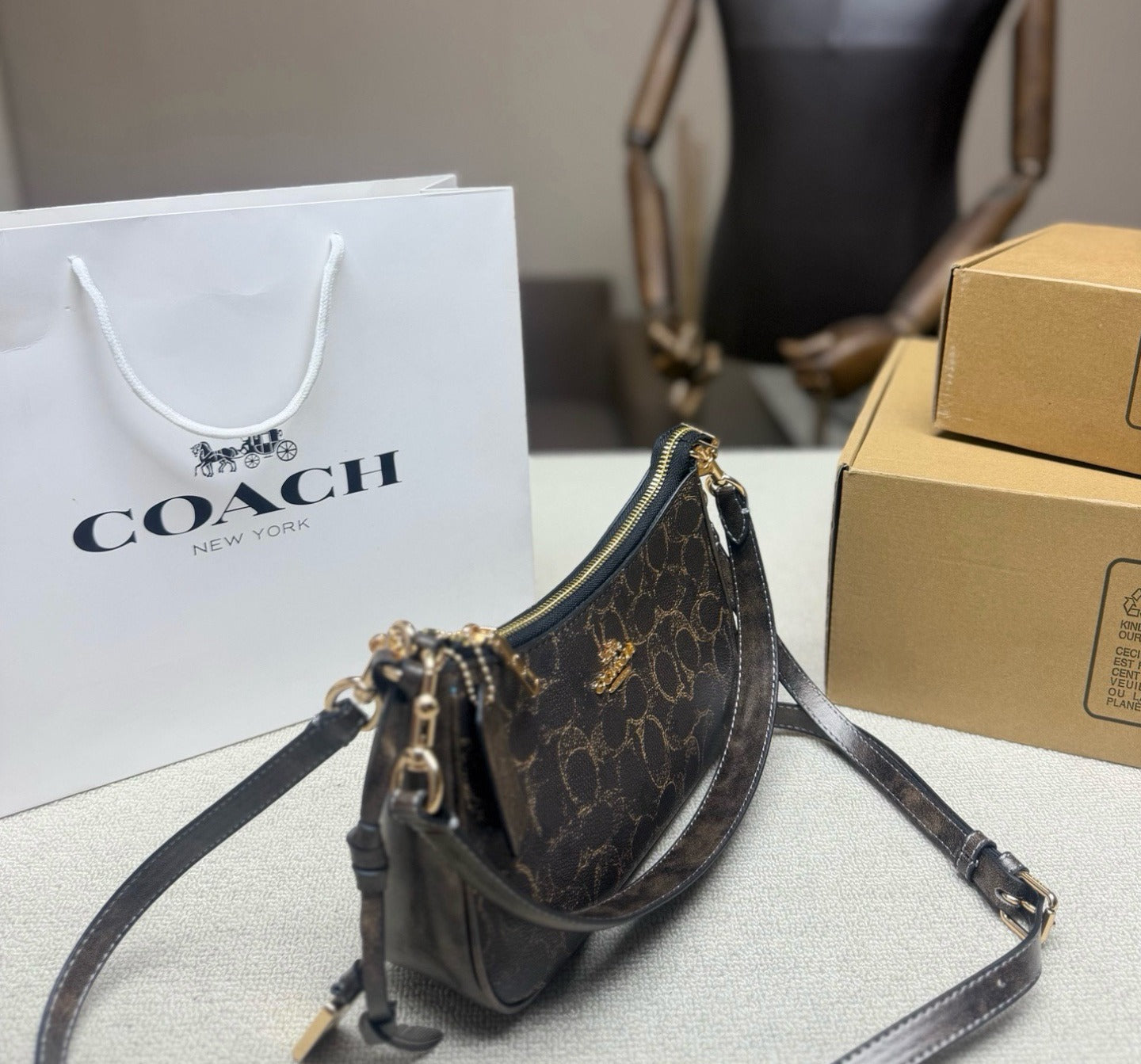Coach Canvas & Leather Vintage-Finish Crossbody Bag