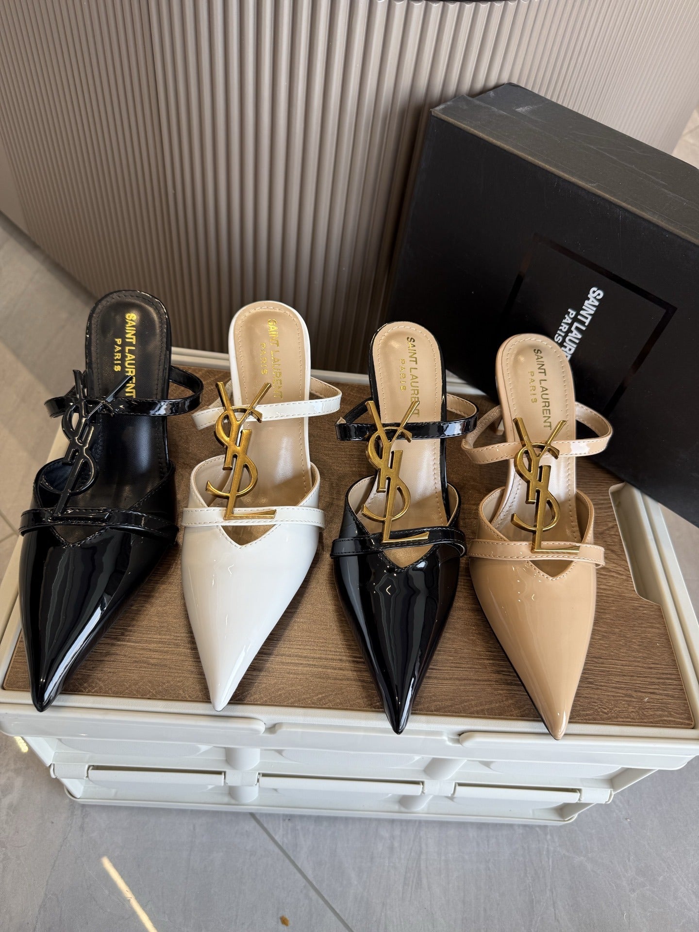 Saint Laurent Black Pointed Toe Heels