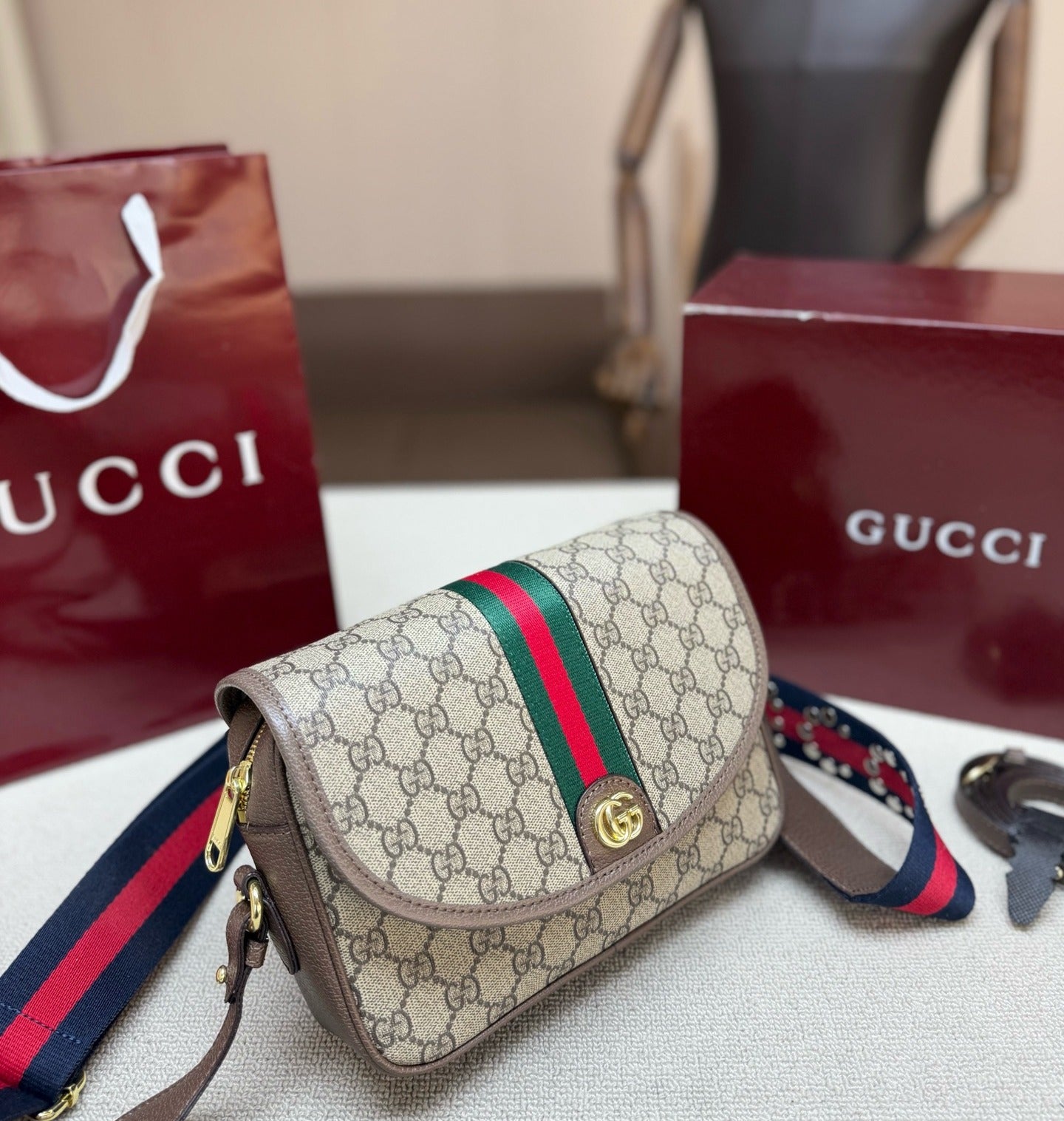 Gucci Canvas Ophidia Crossbody Bag