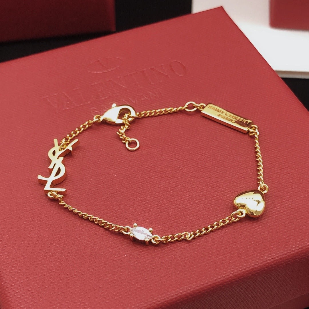 Saint Laurent Brass Heart Bracelet