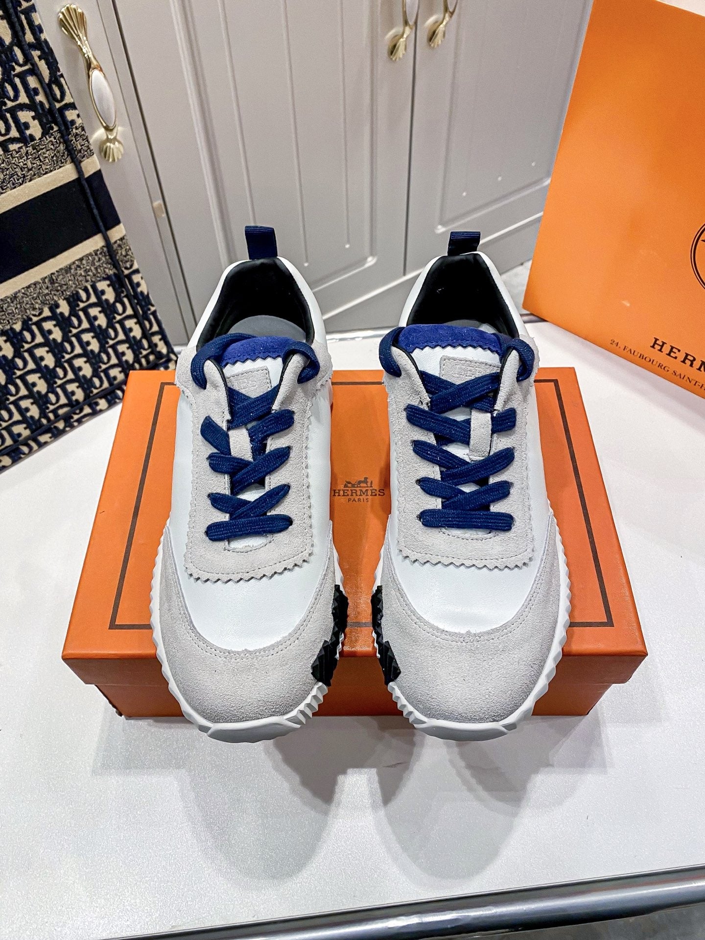 Hermes Lambskin Leather Sneakers