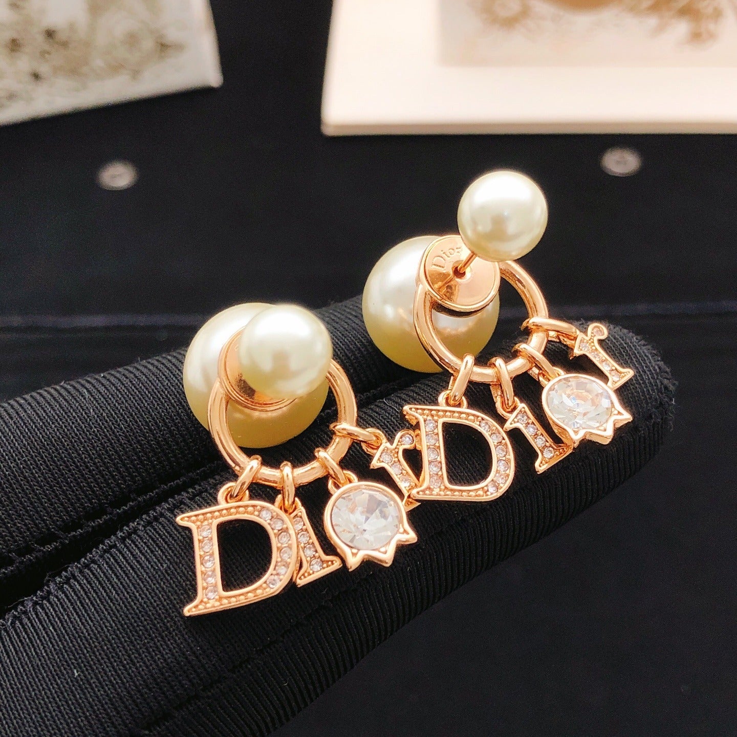 Dior Gold Brass Logo Earrings