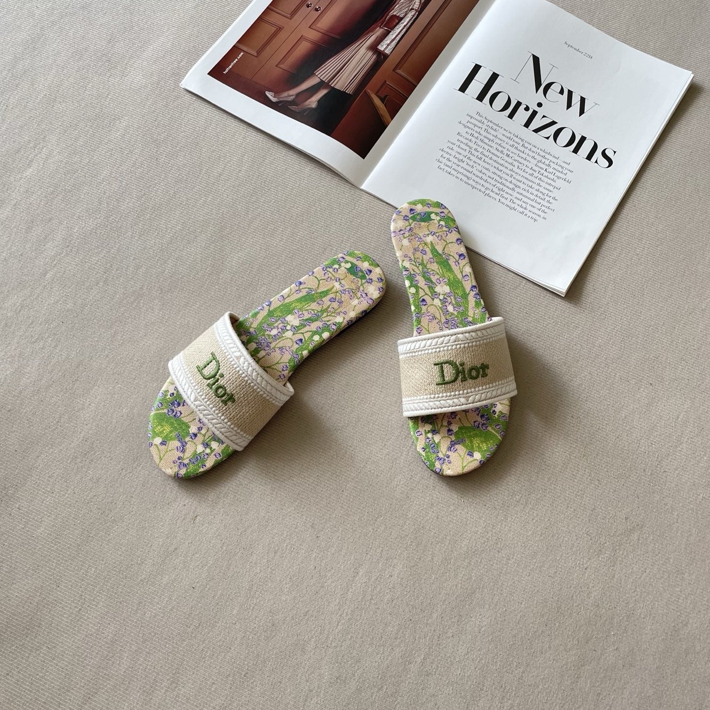 Dior Leather Embroidered Slides
