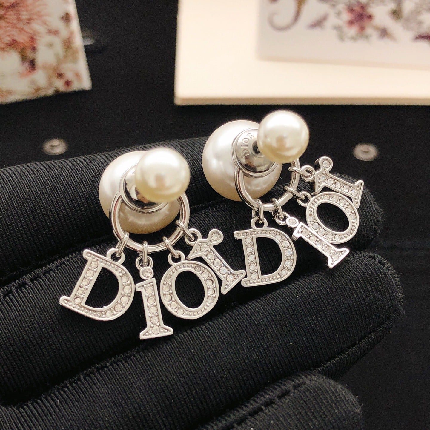 Dior Silver Brass Pearl Earrings