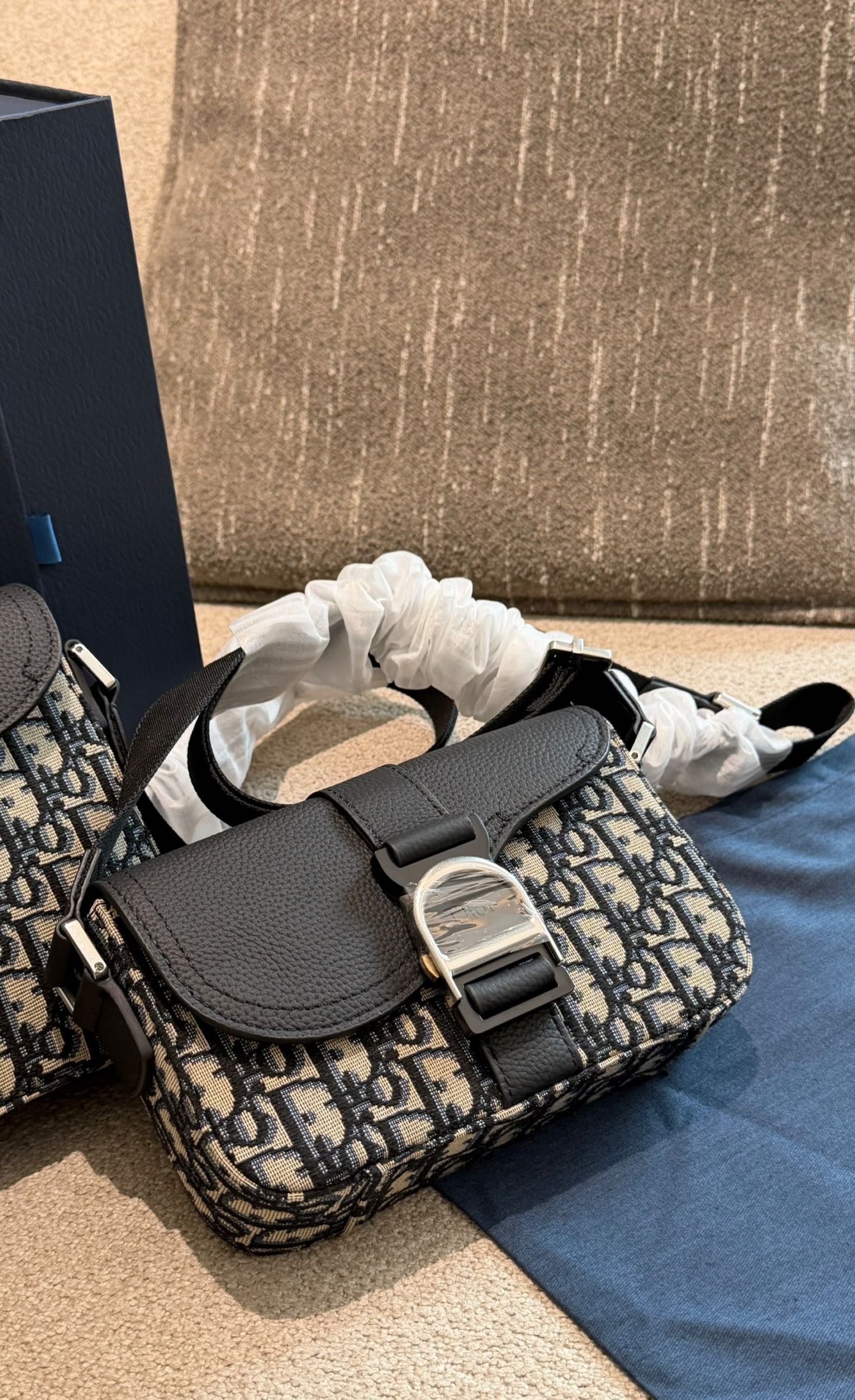 Dior Black Canvas & Leather Saddle Crossbody Bag