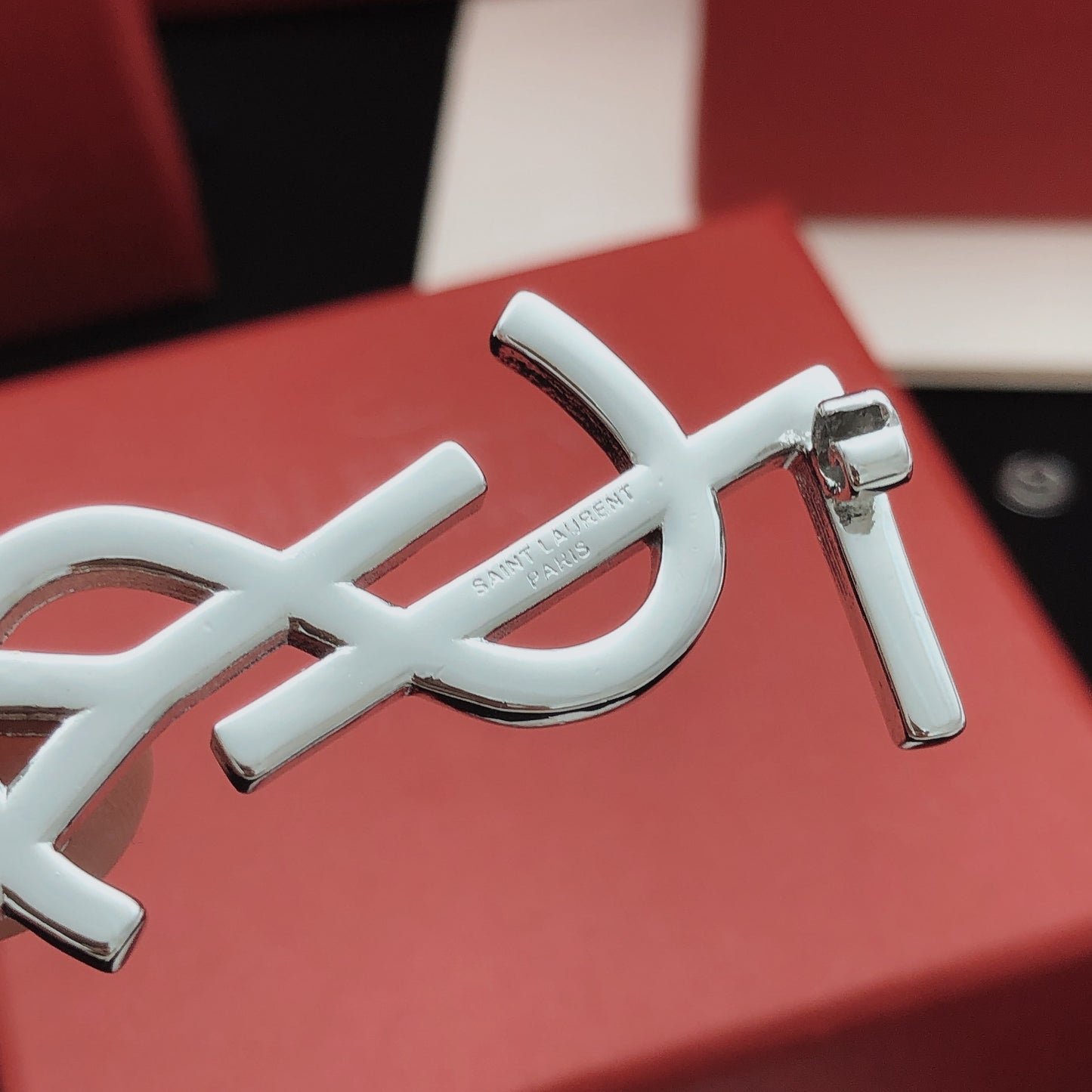 Saint Laurent Silver Brass Brooch