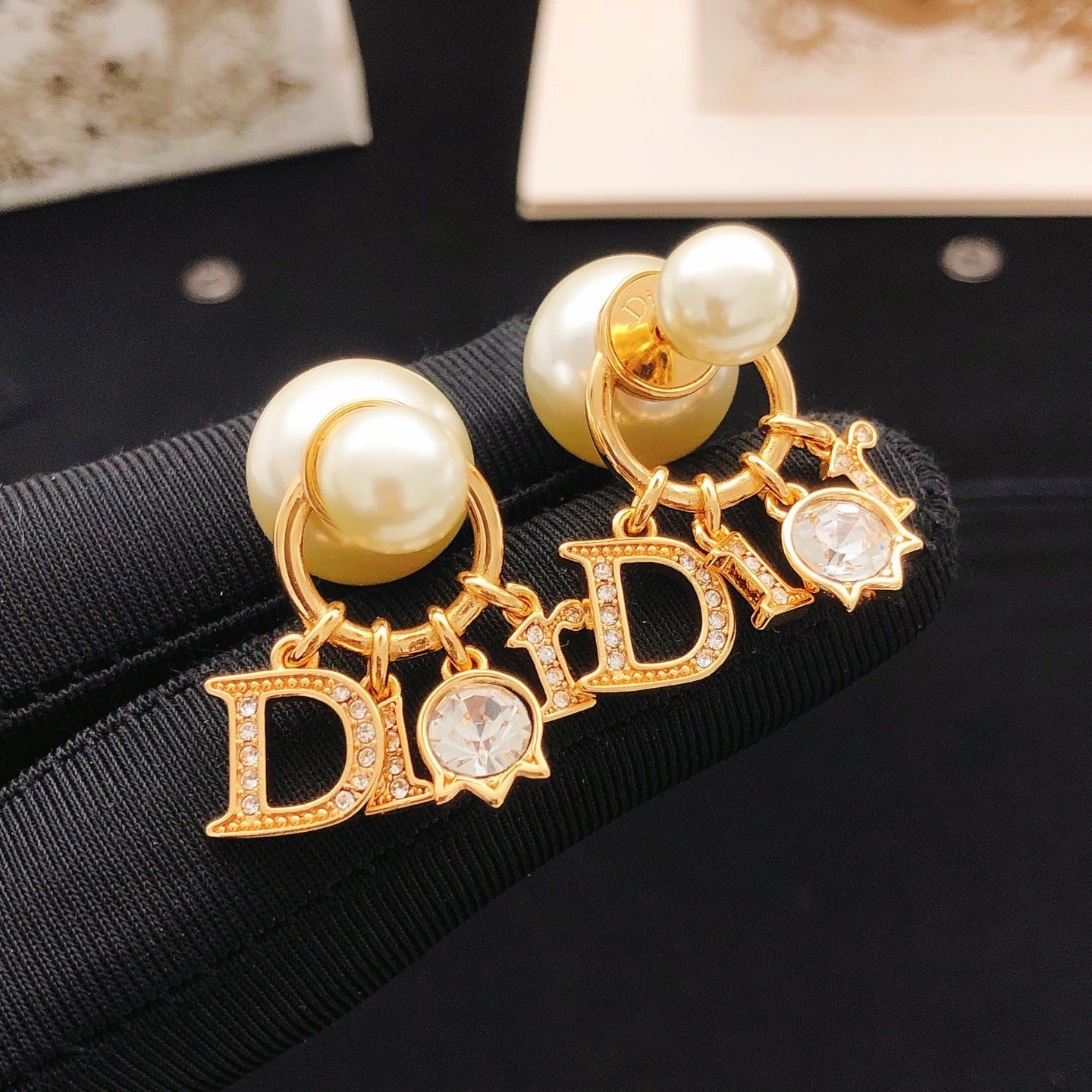 Dior Gold Brass Logo Earrings