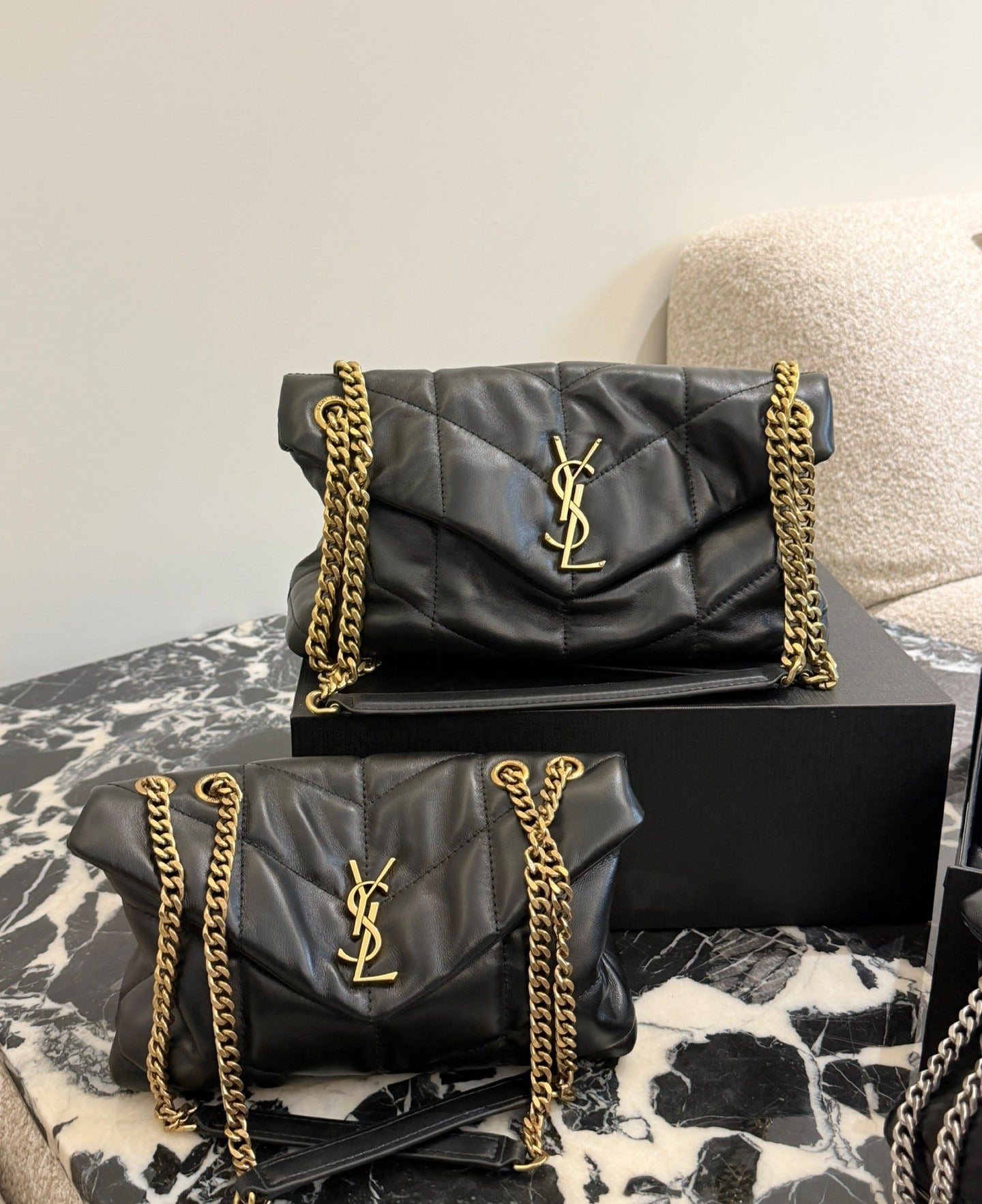 Saint Laurent Lambskin Leather Chain Handbag