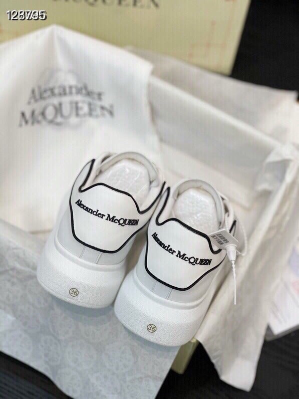 Alexander McQueen Women White Lambskin Leather Logo Sneakers