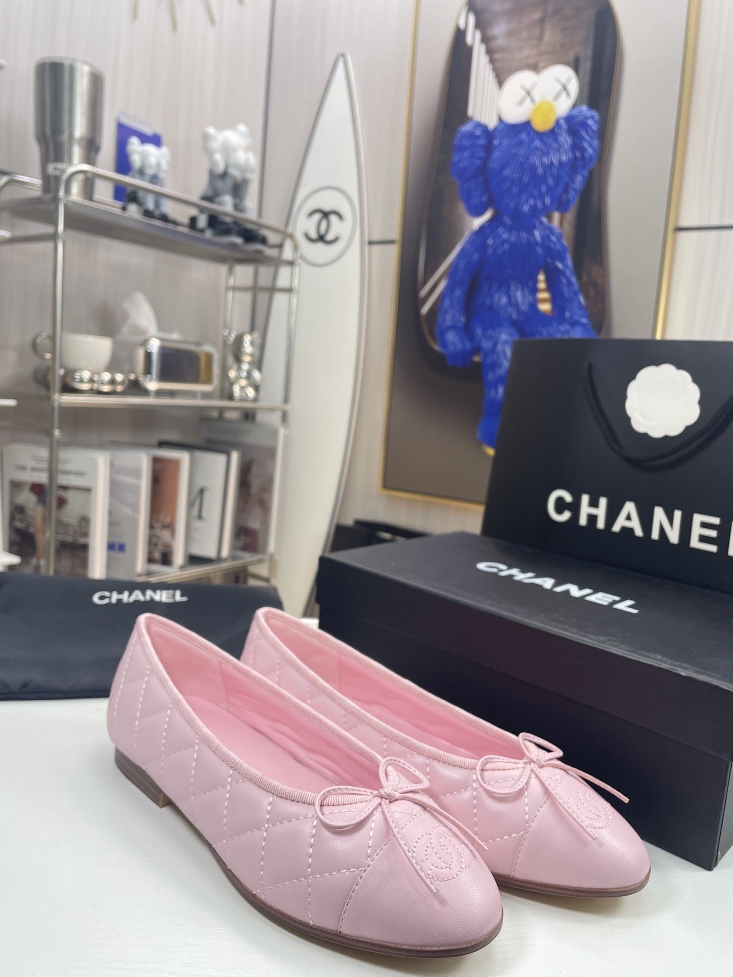 Chanel Lambskin Leather Bow Ballet Flats