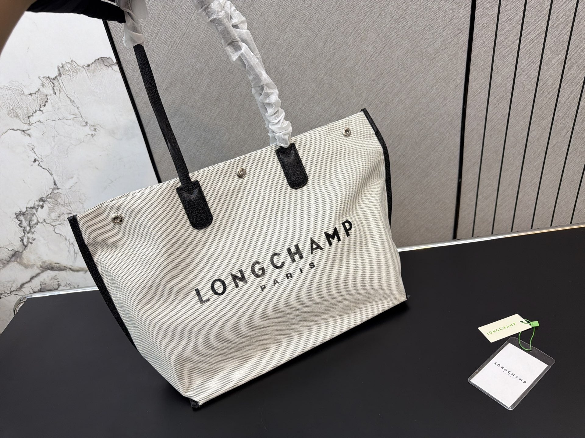 Longchamp Canvas Logo Tote Bag
