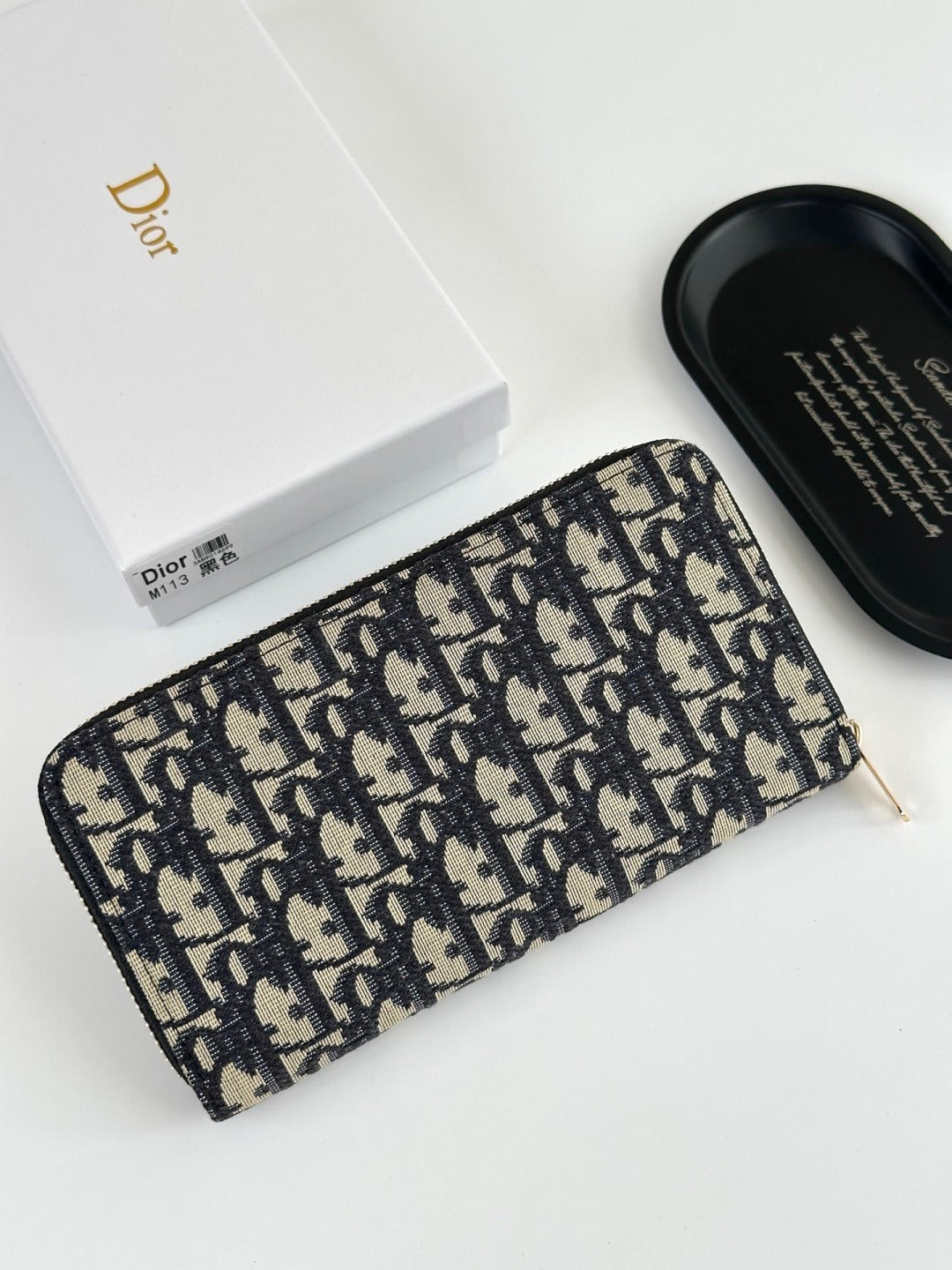 Dior Black Leather Zip Wallet
