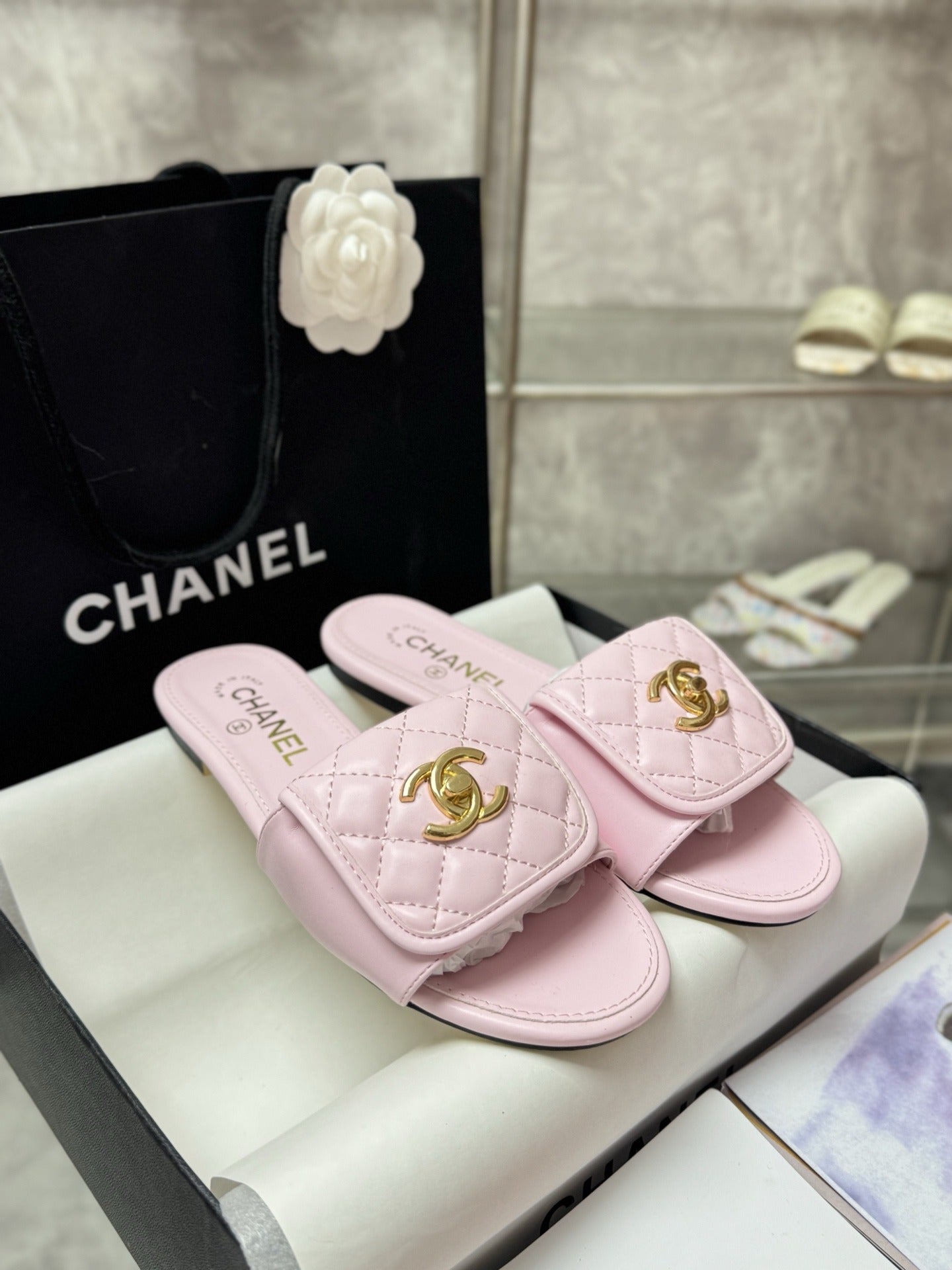 Chanel Lambskin Leather Slides