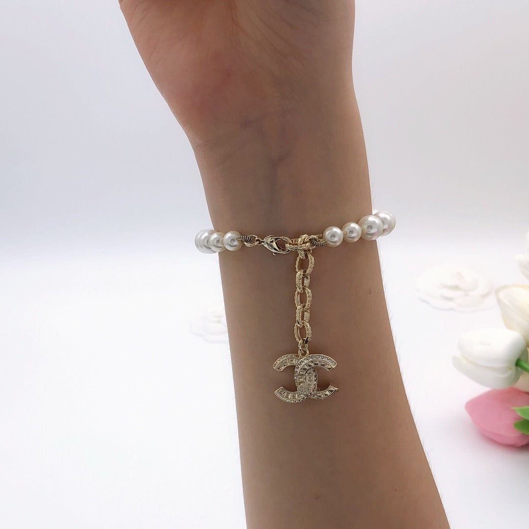 Chanel Brass Pearl Necklace