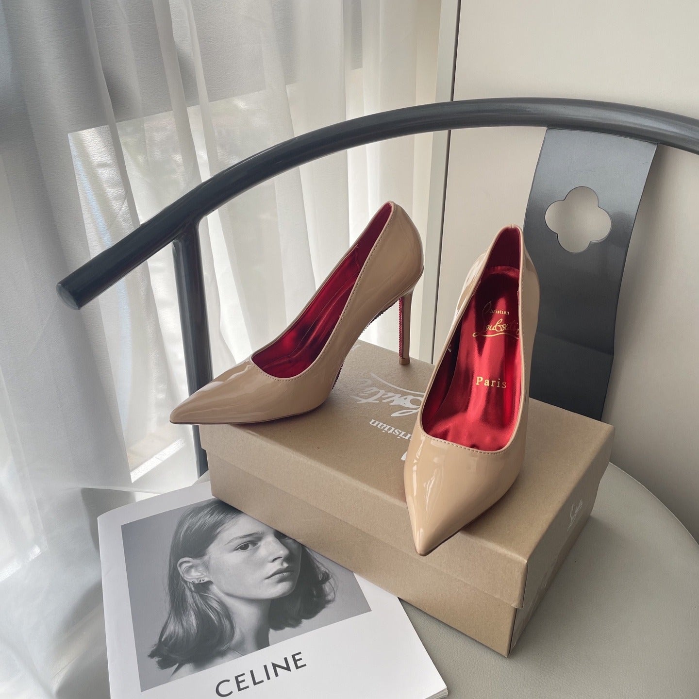 Celine Patent Leather & Lambskin Leather Pointed Toe Heels
