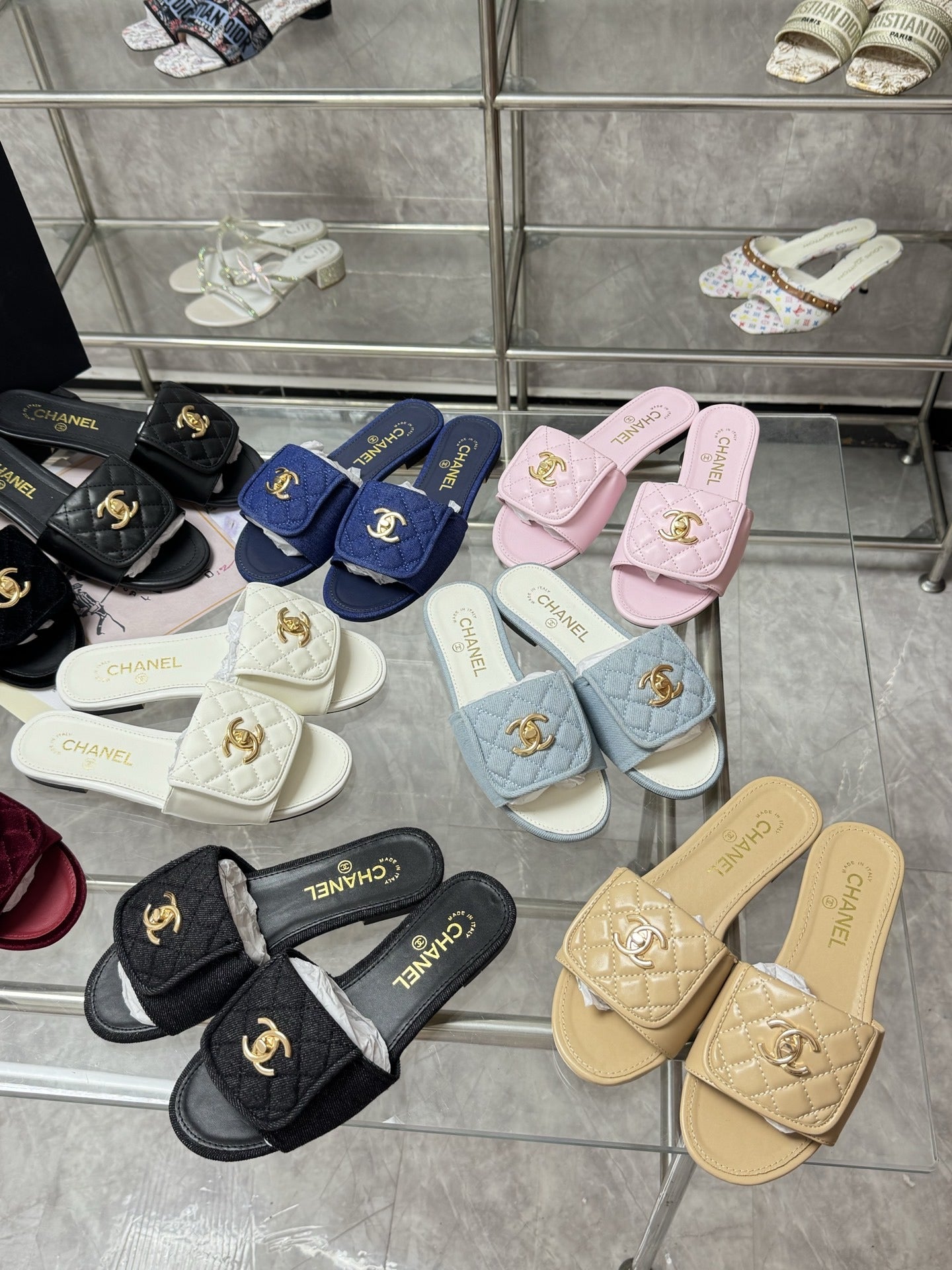 Chanel Lambskin Leather Slides