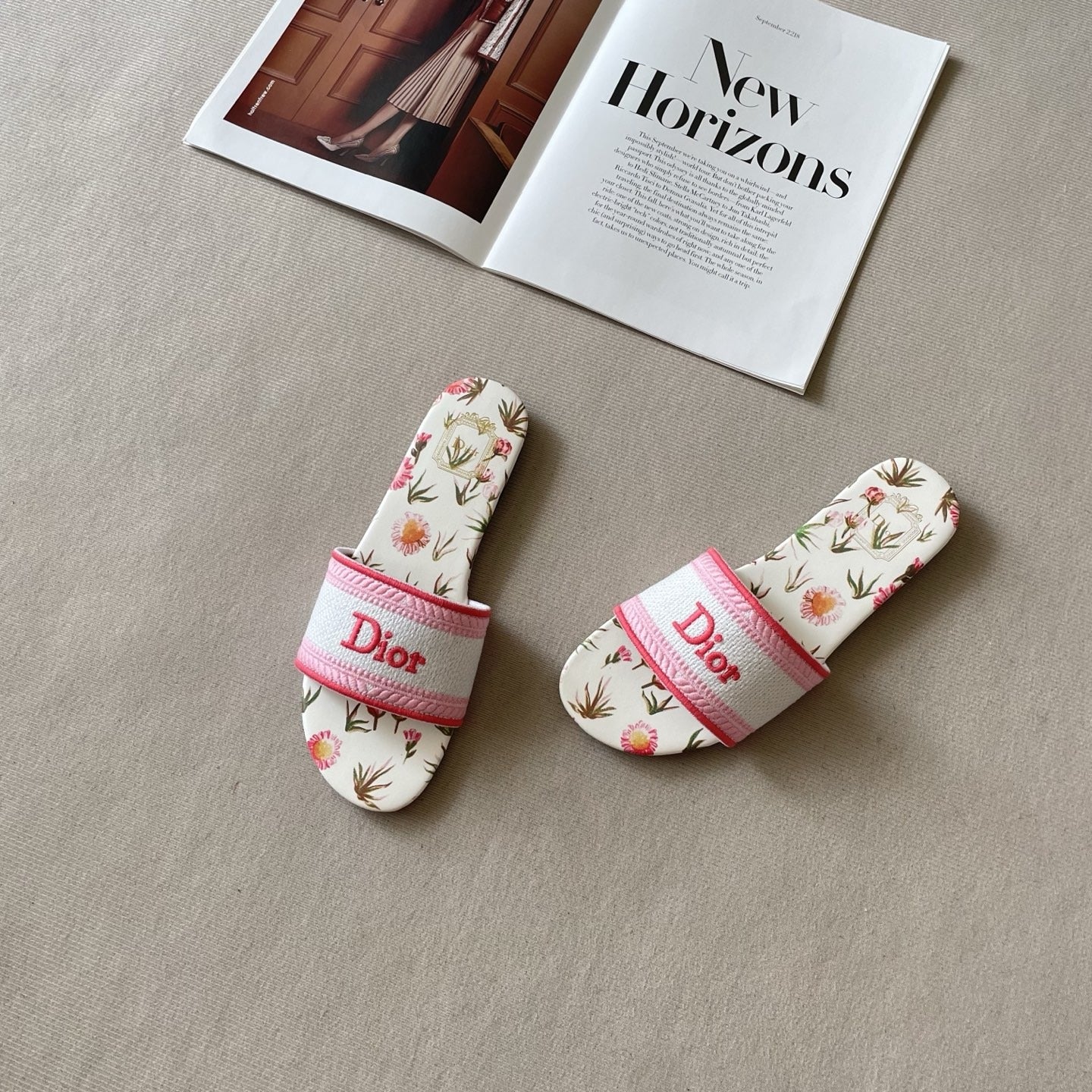 Dior Leather Embroidered Slides