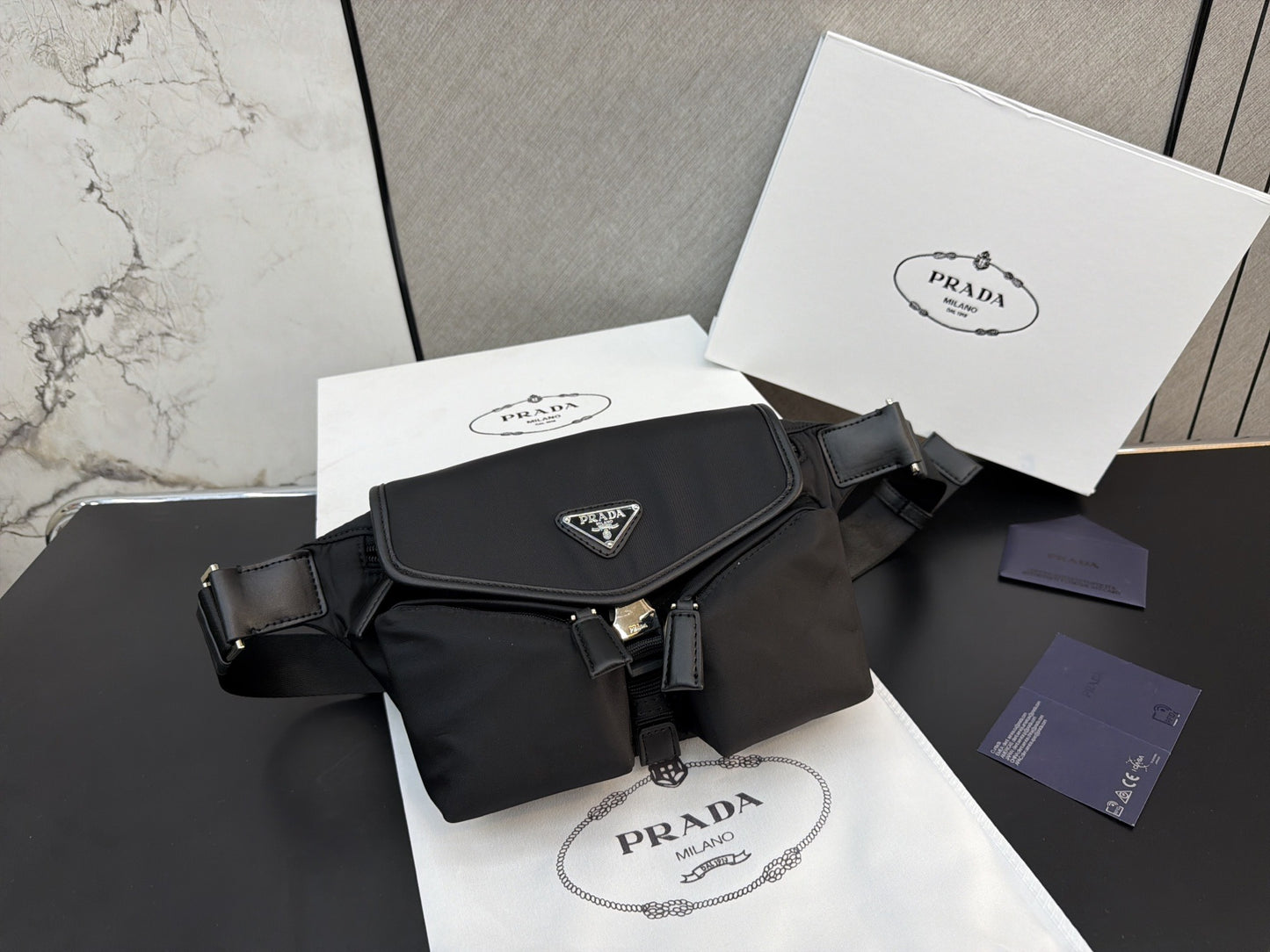 Prada Nylon & Leather Enamel Crossbody Bag