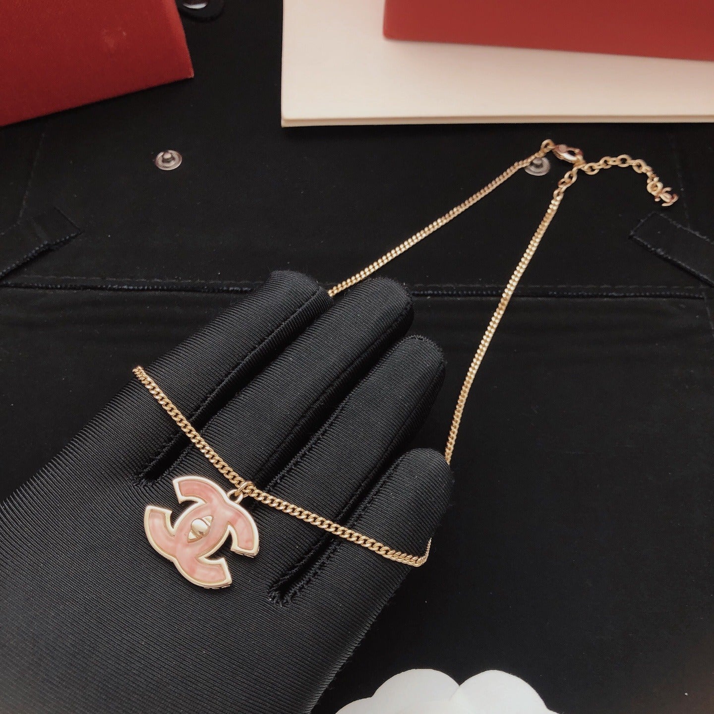 Chanel Pink Brass Necklace