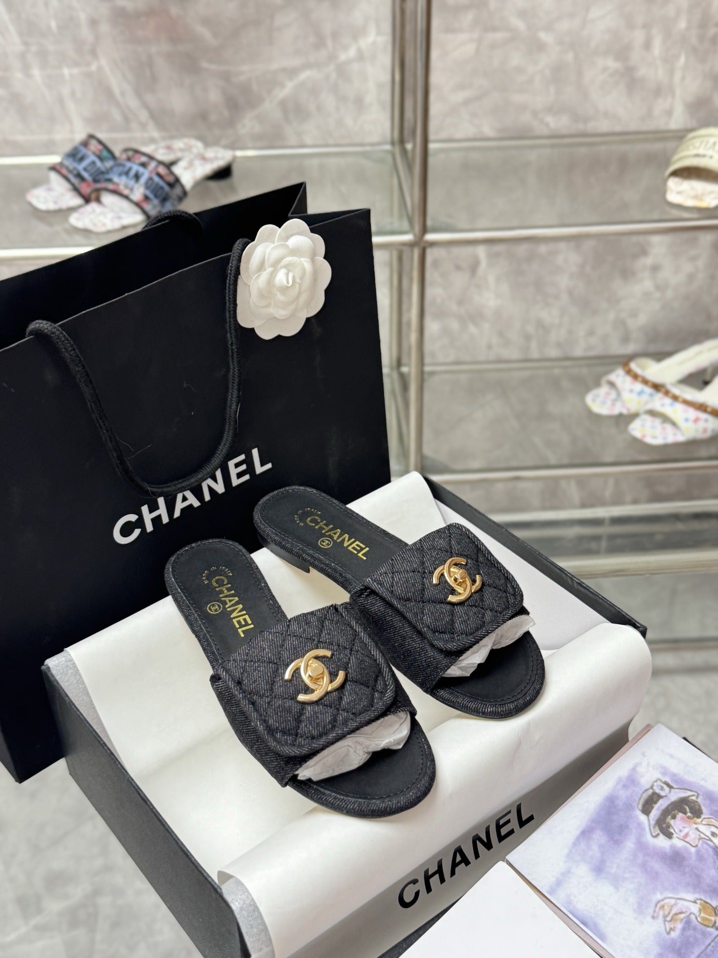Chanel Lambskin Leather Slides