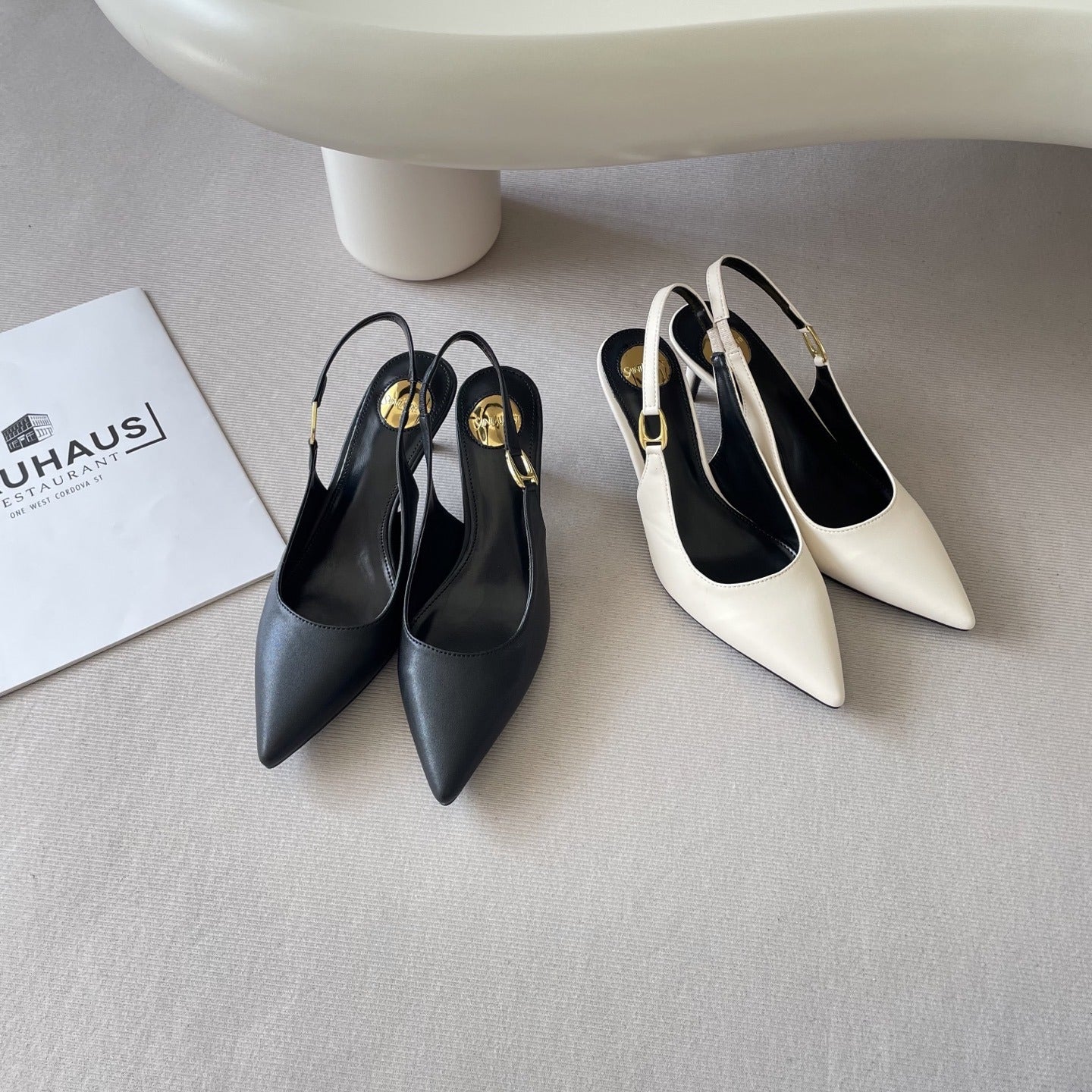 Saint Laurent Lambskin Leather Pointed Toe Heels