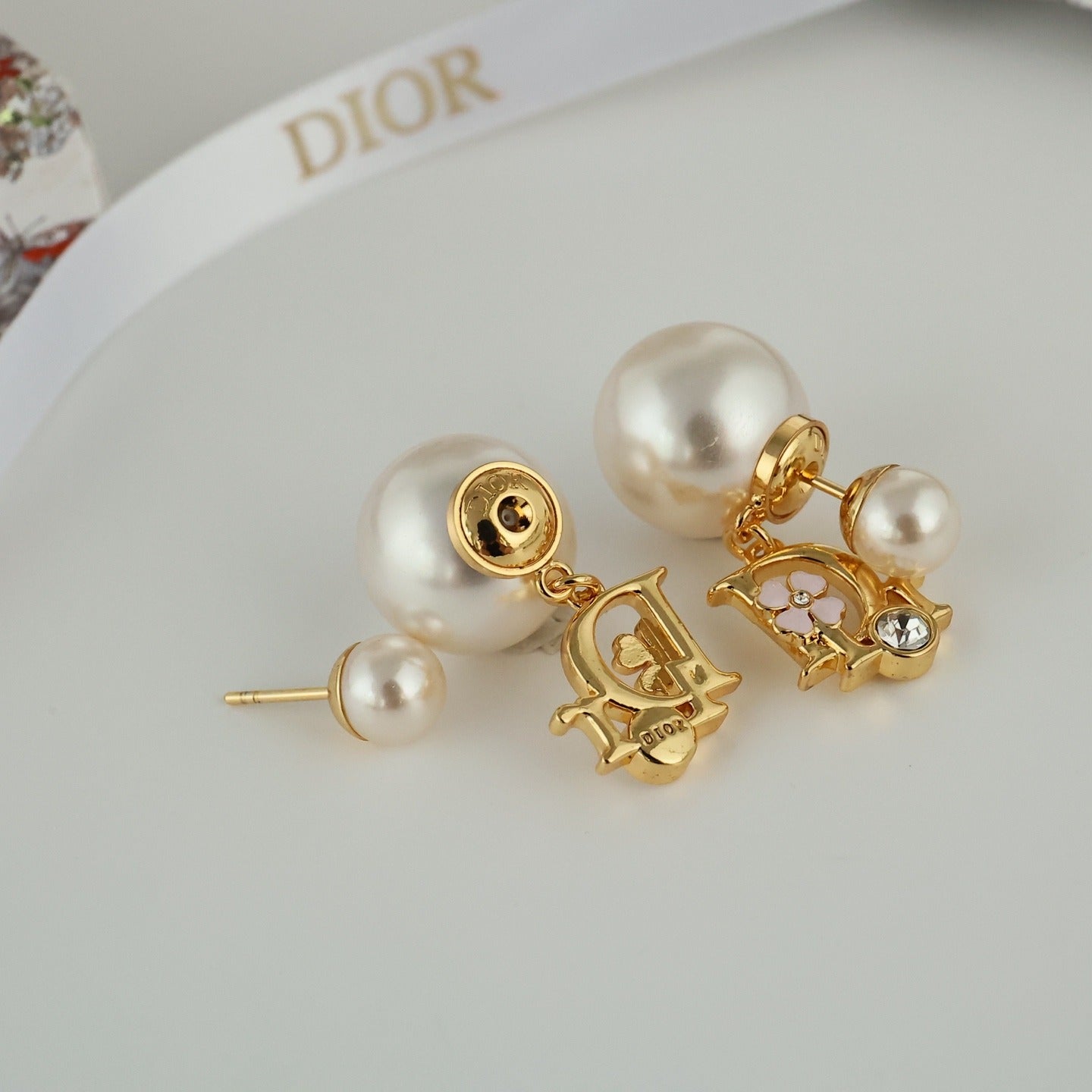Dior Pink Pearl Earrings